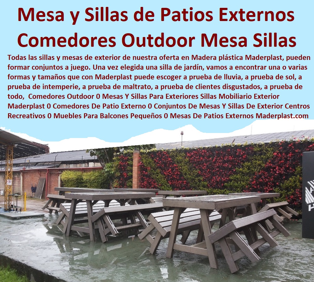 17 MESA Y SILLAS PARA EXTERIORES 0 MUEBLES PLÁSTICOS CON PARASOLES 0