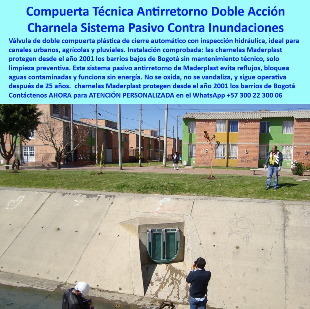 Charnela Para Canales Anti Retorno Instalación Charnelas Anti Inundaciones Maderplast 0 válvula doble de cierre automático con supervisión remota válvula plástica con sistema de revisión hidráulica Qué compuerta canales Mar 01 La imagen muestra una compuerta tipo charnela plástica instalada en un canal industrial, con descarga visible y una señal de advertencia que alerta “PELIGRO: GASES TÓXICOS O INFLAMABLES”. Esta charnela plástica de alta resistencia química está diseñada para operar en entornos críticos donde se manejan gases peligrosos. No se trata de una compuerta convencional: es un sistema de control de desgaste con charnelas, pensado para liberar presión, impedir reflujos y evitar catástrofes en PTAR, redes de seguridad química o canales industriales donde el riesgo de explosión es real. - ¿Qué compuerta no produce chispas? Respuesta Esta. - ¿Qué tapa evita los gases inflamables? Respuesta: La que no tiene partes metálicas, no conduce electricidad, no genera fricción, no se oxida y no necesita mantenimiento: la válvula plástica antiexplosión de Maderplast. - Este sistema de desgasificación pasiva, de control de flujo unidireccional, funciona sin presión externa, sin electricidad, sin partes móviles complejas. Simplemente se abre con la presión interna y se cierra automáticamente con el retroceso del flujo. Su estructura plástica anticorrosiva y su diseño autoextinguible la hacen ideal para zonas peligrosas, donde una chispa o una fuga pueden desencadenar una tragedia. Aquí no hay improvisación: hay ciencia de materiales aplicada a la seguridad industrial. - Su vista superior de compuerta tipo charnela plástica gases revela un cuerpo robusto, de polímero técnico, con superficie resistente al contacto químico. Es una válvula unidireccional para contención química, que se integra perfectamente al canal de concreto sin soldaduras, sin metal, sin mantenimiento. - ¿Sirve una charnela para desgasificación? Respuesta Sí, siempre que sea esta. - ¿Dónde instalar válvula sin metal? Respuesta: En cualquier lugar donde el oxígeno y el gas inflamable se cruzan, y donde Maderplast prevenga la explosión antes de que exista. - ¿Qué válvula usar en zonas con gases tóxicos? Respuesta: Una que sea 100 % plástica, autoextinguible, con sello hermético, como la de esta imagen. - Este es un sistema-doble-retención gas Fuga con tecnología sin chispa, sin partes metálicas, sin mantenimiento. Una tapa-pasiva-unidireccional que no necesita presentación, pero sí señalización, por eso viene con una tapa canal para escape de presión rotulada con advertencia. - Es una compuerta-sin-chispa-industrial, con desempeño comprobado en entornos con gases tóxicos, gases inflamables y aguas contaminadas químicamente, compatible con redes PTAR, zonas de metano, o sistemas de vertimiento de productos volátiles. Funciona como válvula de contención de gases inflamables, como compuerta plástica desgasificadora segura, como válvula de escape pasivo sin presión, como charnela autoextinguible para redes de gas. - Este es un caso ejemplar del uso de una charnela plástica alta resistencia a químicos, con tapa de canal libre de chispas, en un canal abierto donde el riesgo es real y la solución es definitiva. - Contáctenos AHORA para ATENCIÓN PERSONALIZADA en el WhatsApp +57 300 22 300 06 y reciba acompañamiento directo del equipo técnico de Maderplast. - Porque controlar gases tóxicos o inflamables no es cuestión de suerte. Es cuestión de ingeniería, de diseño, de seguridad. Es cuestión de confiar en Maderplast. - Tecnología pasiva que evita explosiones. Tecnología que protege vidas. La imagen evidencia una compuerta técnica antirretorno de doble acción tipo charnela instalada estratégicamente en un canal urbano del sistema hidráulico de Bogotá, más exactamente en la red pluvial del río Fucha. Frente a ella, operarios realizan inspección hidráulica, observando con satisfacción un sistema que ha funcionado sin fallas desde su instalación en el año 2001. Esta válvula plástica con sistema de revisión hidráulica opera con un sistema pasivo, sin necesidad de energía ni presión externa, gracias a su diseño de doble hoja con cierre automático. - Su función principal es evitar el reflujo de aguas contaminadas hacia zonas residenciales vulnerables, cumpliendo esa tarea con precisión durante más de dos décadas. La estructura en polímero técnico anticorrosivo desarrollado por Maderplast no presenta óxido, no se traba, no se rompe y no ha requerido más que mantenimiento preventivo. Esta válvula doble de cierre automático con supervisión remota se convierte en una solución definitiva para el control de caudal en canales urbanos y el saneamiento de barrios bajos. - ¿Qué compuerta evita inundaciones en barrios urbanos? Esta. ¿Qué charnela sirve para el canal pluvial urbano? Esta. ¿Dónde usar válvula doble sin energía? Aquí. La charnela doble acción urbana Maderplast está diseñada específicamente como sistema pasivo sin mantenimiento, ideal para canales pluviales, PTAR, redes agrícolas y alcantarillados urbanos. Su diseño tipo flap doble permite una respuesta inmediata ante aumentos de presión por lluvias intensas, garantizando un cierre hermético y confiable. - Este sistema hidráulico de doble charnela no solo protege viviendas y calles en barrios de alta densidad, sino que también representa una solución moderna y técnica frente a tecnologías metálicas que fallan ante el óxido, el vandalismo o el olvido. Aquí no hay partes metálicas expuestas ni necesidad de pintura. Es una válvula plástica doble de acción urbana, de instalación comprobada, que permite el control autónomo del flujo sin intervención constante. Es un ejemplo de cómo la ingeniería urbana plástica Maderplast transforma las obras civiles en soluciones confiables, económicas y eficientes. - El sistema de control hidráulico para barrios que propone Maderplast con esta compuerta doble automática para zonas urbanas ha sido replicado en otras ciudades gracias a sus ventajas técnicas. Ofrece una tapa hidráulica doble sin mantenimiento, un control de caudal doble para canal urbano, y una solución permanente frente a reflujo, rebose o taponamiento. Es ideal para vías públicas con canales abiertos, estructuras de concreto y zonas en donde la energía eléctrica no debe ser condición para la operación hidráulica. - La válvula plástica de control pasivo urbano, también conocida como charnela técnica doble Maderplast, integra lo mejor de la ingeniería moderna con la durabilidad del polímero. Los ingenieros y operadores del sistema hidráulico de Bogotá reconocen la efectividad de esta tecnología como una barrera invisible que actúa cuando más se necesita. - Por eso, cuando alguien pregunta ¿qué compuerta tiene doble cierre automático?, la respuesta profesional es clara: válvula doble compuerta urbana Maderplast. Y cuando se quiere saber cómo prevenir reflujo en canal de concreto, la experiencia de 25 años sin fallos es suficiente argumento. Esta es la mejor opción, no solo por su resistencia sino por su capacidad de actuar sin necesidad de energía, presión externa o partes móviles complejas. Una válvula dual antirretorno urbana, una compuerta plástica urbana sin energía, un sistema antirretorno plástico para canal, que demuestra por qué Maderplast sigue liderando con soluciones diseñadas con inteligencia, instaladas con precisión y operadas con tranquilidad. - Contáctenos AHORA para ATENCIÓN PERSONALIZADA en el WhatsApp +57 300 22 300 06 y reciba acompañamiento directo del equipo técnico de Maderplast. Porque la mejor válvula no es la que promete funcionar, sino la que lleva 25 años cumpliendo. Maderplast: tecnología pasiva que activa confianza. Charnela Para Canales Anti Retorno Instalación Charnelas Anti Inundaciones Maderplast 0 válvula doble de cierre automático con supervisión remota, - válvula plástica con sistema de revisión hidráulica Qué compuerta canales Mar