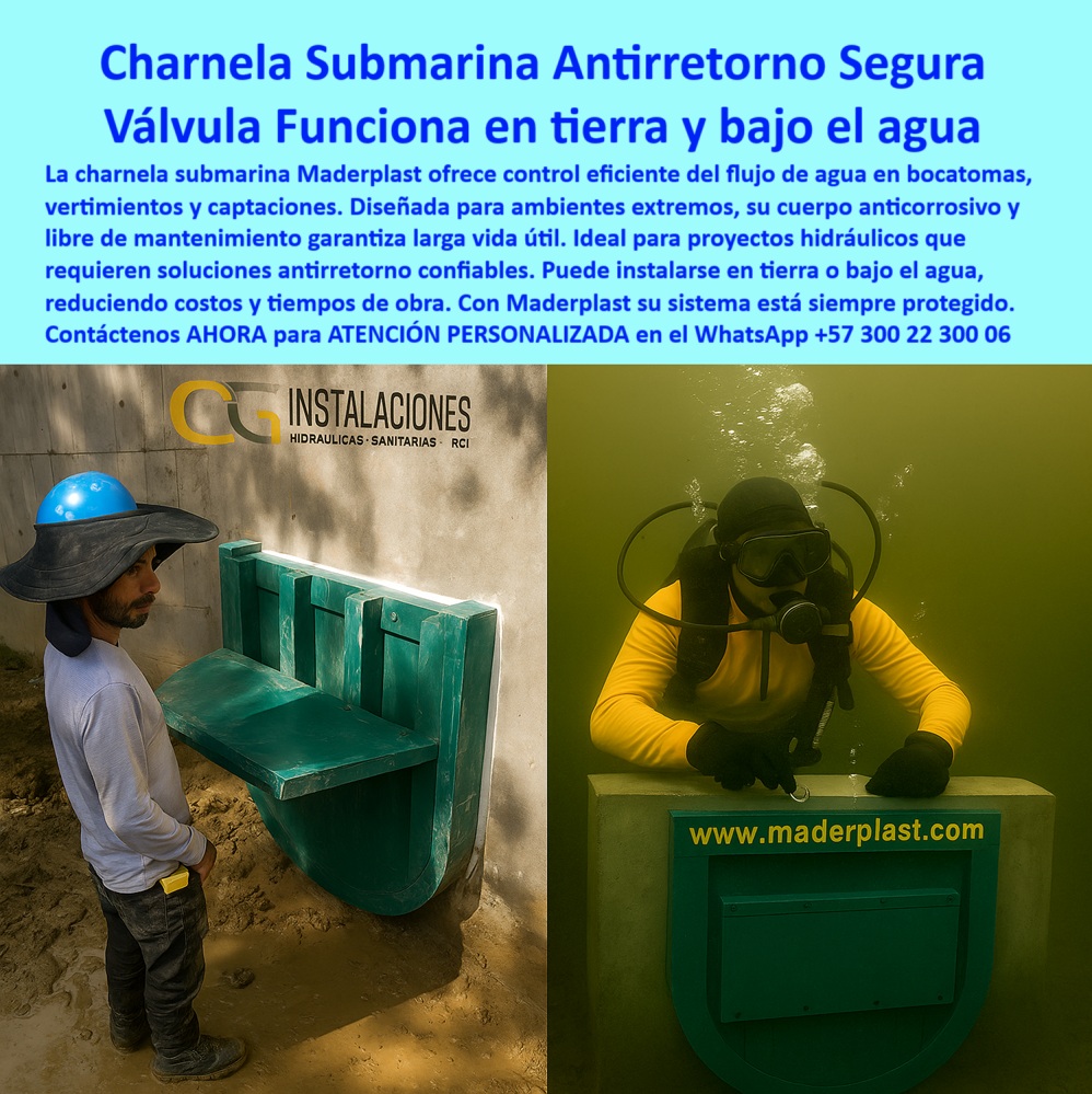 Charnela Submarina Bocatoma Charnelas canal Vertimientos Ptar Ptap Maderplast 0 Ingenieros proyectistas y contratistas hidráulicos charnela plástica sin electricidad en PTAP compuerta para bocatoma de PTAR marina válvula Ptar 01 La charnela submarina Maderplast es una válvula antirretorno plástica de alta ingeniería, ideal para bocatomas, vertimientos, captaciones y sistemas hidráulicos instalados tanto en tierra como bajo el agua. Diseñada para operar sin electricidad, sin óxido y sin mantenimiento, esta compuerta es resistente a ambientes extremos, incluyendo inmersión total en agua dulce o salada. Gracias a su estructura anticorrosiva y a su diseño basculante de alto rendimiento, permite el flujo unidireccional del agua evitando el reflujo contaminante en estaciones de bombeo, PTAR, PTAP, canales y sistemas de drenaje. La charnela Maderplast garantiza máxima durabilidad con mínimo mantenimiento. Se instala fácilmente en concreto o estructuras hidráulicas existentes, optimizando tiempo y costos de obra. Maderplast ofrece soporte técnico especializado desde el diseño hasta la instalación llave en mano. Esta es la solución definitiva para ingenieros proyectistas, contratistas hidráulicos y operadores de sistemas de captación que buscan eficiencia, durabilidad y sostenibilidad. Maderplast: confianza bajo el agua. - válvula antirretorno de instalación submarina, - válvula sin energía para PTAP, - charnela-para-canal-marino-sin-mantenimiento, - charnela plástica resistente bajo el agua, - compuerta sumergible sin mantenimiento continuo, - tapa anti reflujo submarina para alcantarillado, - compuerta de captación acuática, - válvula-antirretorno-para-bocatoma-marina, - válvula antirretorno bajo el agua, - válvula antirretorno para captaciones sumergidas, - válvula antirretorno sumergida en obra de captación, - válvula sumergible sin mantenimiento, - ¿Cuál es la válvula para vertimiento que no necesita energía?, - compuerta-plástica-sumergible-sin-electricidad, - charnela submarina de retención, - compuerta para sistemas hidráulicos, - sistema-de-control-hidráulico-subacuático, - válvula para drenaje sin presión ni energía, - compuerta de vertimiento para aguas residuales, - compuerta-antirretorno-sumergida-con-buzo, - ¿Dónde consigo válvulas antirretorno para bocatomas?, - ¿Qué compuerta plástica puedo usar en captaciones?, - válvula-para-ptap-submarina-sin-corriente, - compuerta plástica sumergida instalada con buzo, - charnela hidráulica submarina en bocatoma rural, - compuerta plástica antirretorno, - compuerta de control hidráulico submarino sin óxido, - válvula-hidráulica-para-captación-sin-óxido, - compuerta de retención resistente al agua salada, - charnela antirretorno submarina para bocatomas, - válvula hidráulica ecológica para proyectos marinos, - charnela de captación hidráulica sin electricidad, - tapa-de-vertimiento-ecológica-submarina, - compuerta de canal para obra subacuática, - compuerta plástica para obras hidráulicas marinas, - válvula de cierre automático para PTAP, - charnela plástica sumergible, - charnela-submarina-de-retención-hidráulica, - sistema antirretorno submarino para captación, - compuerta hidráulica para vertimientos submarinos, - válvula de retención sin electricidad para PTAR, - charnela de canal sumergible sin mantenimiento, - válvula para sistemas hidráulicos sin electricidad, - ¿Qué charnela sirve para PTAR submarina?, - tapa de canal sumergible para vertimiento sin energía, - charnela plástica para bocatomas rurales, - compuerta-hidráulica-para-obras-bajo-agua, - compuerta sin óxido para bocatomas PTAP, - charnela hidráulica sin electricidad, - válvula para bocatoma marina, - válvula de retención sin energía para PTAR, - charnela anticorrosiva para instalaciones acuáticas, - válvula plástica sumergible para control de caudal, - charnela reforzada para vertimientos de PTAR Charnela Submarina Bocatoma Charnelas canal Vertimientos Ptar Ptap Maderplast 0 Ingenieros proyectistas y contratistas hidráulicos, - charnela plástica sin electricidad en PTAP, - compuerta para bocatoma de PTAR marina, - válvula Ptar