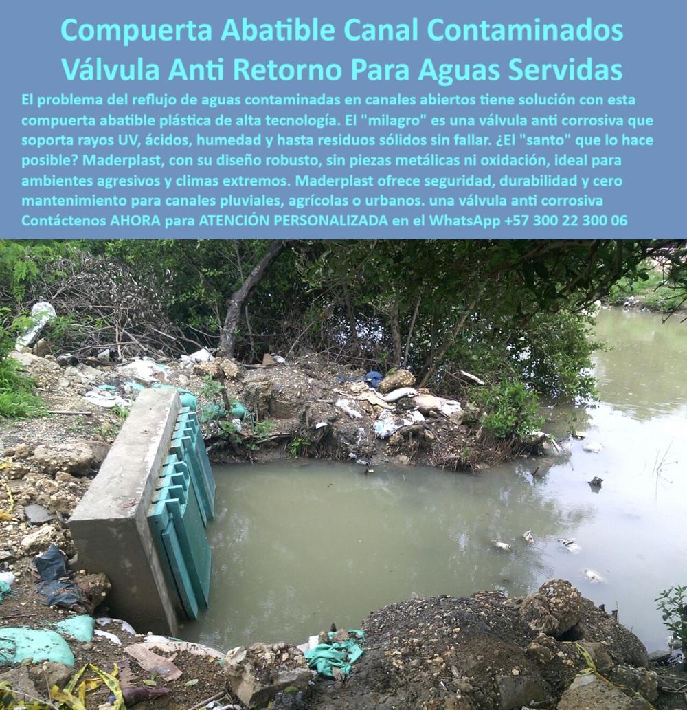 Charnelas Como Instalar Válvula Charnela Paso A Paso Montar Charnelas Maderplast 0 válvula plástica con resistencia UV y anticorrosiva compuerta tipo abatible azul instalada en canal abierto compuerta abatible canal Ptar 01 La imagen muestra un momento clave en la historia de la infraestructura pluvial urbana: la charnela número 125, instalada en Bogotá en el año 2001 sobre uno de los canales abiertos conectados al río Fucha. Esta válvula abatible, fabricada en polímero técnico por Maderplast, representa el cierre simbólico del programa de instalación de 125 compuertas en distintos afluentes críticos del sur de la ciudad, tras las severas inundaciones que golpearon la capital ese mismo año. Con la puesta en marcha de esta última unidad, Bogotá selló su compromiso técnico con un sistema de drenaje urbano sin mantenimiento, anticorrosivo y 100% funcional ante lluvias intensas y flujos contaminados. - Diseñada para ambientes agresivos, esta compuerta tipo abatible azul instalada en canal abierto contaminado opera sin energía, sin piezas metálicas y sin oxidación. Gracias a su fabricación en polímero técnico reforzado, resiste sin fallos el contacto directo con residuos sólidos, aguas servidas, barro, químicos urbanos y ácidos naturales. Su diseño hidráulico permite una apertura por presión inversa y cierre automático, lo que impide el reflujo de aguas contaminadas hacia zonas urbanizadas. Esta funcionalidad convierte a la charnela en un sistema confiable incluso en condiciones de presión variable, contaminación cruzada y sedimentación activa. - La válvula número 125 fue instalada directamente sobre un cabezal de concreto fundido en obra, dentro de un entorno natural difícil, donde la accesibilidad es limitada y el mantenimiento debe ser mínimo. Su montaje fue parte de una estrategia preventiva implementada en barrios vulnerables, con el objetivo de impedir que el agua de retorno de canales contaminados, alcantarillas saturadas o lluvias torrenciales colapsara las estructuras sanitarias de las comunidades cercanas. Veinte años después, el sistema sigue operativo con inspecciones únicamente previas y posteriores a la temporada de lluvias, lo que confirma su alta durabilidad y resistencia funcional. - No es casualidad que esta compuerta, ubicada sobre un canal pluvial contaminado, haya sido seleccionada para representar el fin de una etapa histórica en el control de inundaciones de Bogotá. Su tecnología sin óxido y sin partes móviles ha demostrado que es posible instalar válvulas plásticas sin oxidación para aguas negras que garanticen flujo unidireccional sin mantenimiento ni intervención técnica. Lo que alguna vez fue una zona crítica de reflujo y acumulación de residuos, ahora es un sistema funcional que protege barrios enteros gracias a una válvula plástica antirretorno resistente a químicos. - Además de ser una solución probada para aguas servidas, esta compuerta abatible canal PTAR permite el paso de sólidos sin crear retenciones, evitando que residuos flotantes como bolsas, ramas, lodos o envases generan taponamientos o fallas hidráulicas. Por eso, se ha convertido en una solución ejemplar para proyectos de vertimientos pluviales urbanos, ríos contaminados, canales naturales con alta carga orgánica y zonas rurales donde se requiere tecnología sin energía ni supervisión constante. - A lo largo de dos décadas, las charnelas Maderplast como la número 125 han sido protagonistas de la transformación de Bogotá en una ciudad más segura frente a eventos de inundación. La instalación de compuertas tipo tapa de este tipo ha reducido drásticamente los costos de emergencia, ha eliminado el reflujo en estructuras pluviales mal selladas y ha garantizado una operación continua, incluso en condiciones urbanas complejas. - Si tu canalización, drenaje pluvial o sistema de aguas servidas enfrenta desafíos similares, esta solución ofrece lo que otras no pueden: un sistema antirretorno confiable, anticorrosivo, sin mantenimiento y adaptable incluso en zonas de difícil acceso. Integra compuertas plásticas abatibles para canales contaminados, evita bloqueos por residuos sólidos, y protege infraestructuras críticas sin necesidad de electricidad ni partes móviles expuestas al deterioro. - Hoy más que nunca, contar con soluciones de alta ingeniería, como la charnela número 125 instalada en Bogotá, es apostar por sostenibilidad, funcionalidad comprobada y ahorro a largo plazo. - Contáctanos ahora a través de WhatsApp +57 300 22 300 06, y accede a ATENCIÓN PERSONALIZADA con respaldo directo del equipo de ingeniería Maderplast, que ha demostrado que la tecnología plástica avanzada es la clave para enfrentar los retos más duros del drenaje urbano e industrial. Charnelas Como Instalar Válvula Charnela Paso A Paso Montar Charnelas Maderplast 0 válvula plástica con resistencia UV y anticorrosiva, - compuerta tipo abatible azul instalada en canal abierto, - compuerta abatible canal Ptar
