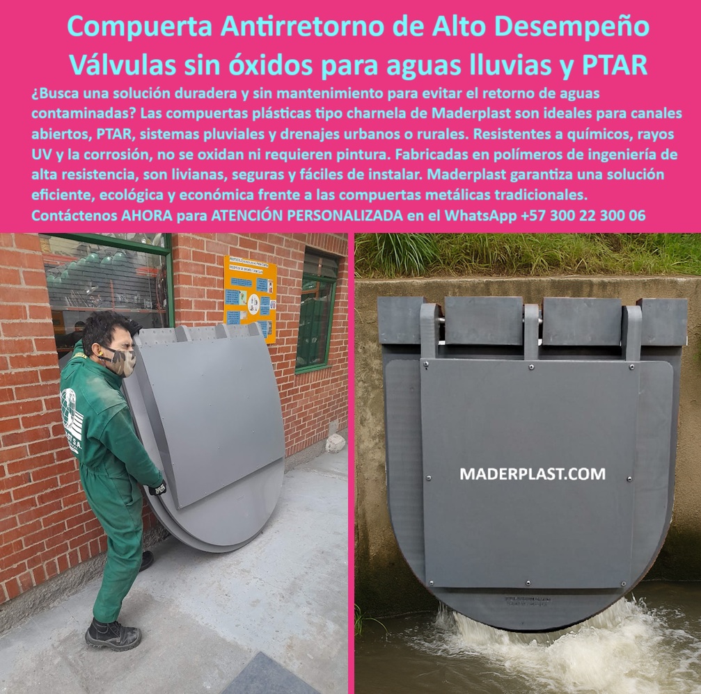 Fábrica De Charnelas Catálogo Brochure Tamaños Medidas precios APU Maderplast 0 compuerta tipo charnela para control de canal compuerta antioxidante para zonas rurales Chapaleta de retención anticorrosiva para drenaje ptar 01 En esta imagen se observa una instalación real y operativa de una charnela plástica rectangular tipo flap, instalada sobre un canal de concreto en el sistema de redes del río Fucha en Bogotá. La compuerta rectangular plástica de retención se encuentra perfectamente alineada al eje hidráulico del canal, integrada a la estructura con sello hermético. Está parcialmente abierta por gravedad, lista para cerrar automáticamente en cuanto el flujo inverso se active. A un costado, un operario con botas inspecciona visualmente la compuerta, lo que resalta su diseño de fácil supervisión, operación autónoma y resistencia a vandalismo. - Esta es la Charnela 22, instalada desde el año 2001. Y es un testimonio vivo de que Maderplast no improvisa: 25 años después, sigue funcionando sin fallas, sin óxido, sin robos, sin mantenimiento intensivo. ¿Qué charnela sirve para sistemas de riego ecológico, drenaje urbano o alcantarillado pluvial sin energía ni presión? La respuesta es clara: la Válvula-Retención-Rectangular Maderplast, fabricada en polímero técnico de alta ingeniería, resistente a químicos, impactos, aguas residuales, rayos UV y todo tipo de entorno agresivo. Es la válvula hidráulica sin energía que no solo detiene el reflujo, sino que detiene también los costos, el óxido, la pintura, la pérdida de tiempo. - La charnela plástica para riego sostenible ha sido optimizada para resistir condiciones urbanas extremas, incluso graffitis y vandalismo. ¿Qué tapa sirve para dique de concreto en canal urbano sin riesgo de atasco ni oxidación? Esta. ¿Qué compuerta ecológica tipo clapeta rectangular garantiza el cierre hermético durante lluvias intensas? Esta. ¿Qué solución de cierre sin óxido permanece operativa tras dos décadas? Esta misma válvula que aparece aquí. Este sistema plástico de retención de caudal es hoy parte del patrimonio fundacional de la ciudad, una pieza silenciosa que ha evitado decenas de inundaciones y emergencias comunitarias. - Diseñada con un sistema antirretorno sin mantenimiento urbano, esta válvula de retención sin mantenimiento se adapta tanto a canales rurales como a redes pluviales urbanas. Su activación automática elimina la necesidad de intervención manual, permitiendo una operación constante y sin interrupciones. Su forma rectangular ofrece un calce exacto en canales de concreto, facilitando el sistema de control hídrico ecológico que Bogotá y otras ciudades necesitan. - ¿Dónde comprar compuerta plástica ecológica que cumpla con estas condiciones? Aquí mismo. ¿Qué charnela usar para lluvias intensas, con resistencia a impactos, corrosión y robos? La de Maderplast. ¿Qué válvula evita reflujo en canal urbano sin presión externa? La compuerta rectangular antirretorno diseñada para soportar décadas de operación continua. Es una válvula automática de cierre hidráulico duradero que no se oxida, no se afloja, no se rompe. Es la tapa ecológica para drenajes que los ingenieros de hoy y del futuro requieren para sus proyectos sostenibles. - Contáctenos AHORA para ATENCIÓN PERSONALIZADA en el WhatsApp +57 300 22 300 06 y reciba acompañamiento directo del equipo técnico de Maderplast. Porque no es solo una válvula. Es el control total del reflujo. Es la solución definitiva contra las inundaciones. Es tecnología que no falla. Es Maderplast En la imagen se observa con claridad el antes y el después de instalar una compuerta tipo charnela para control de canal, una solución hidráulica de última generación diseñada y fabricada por Maderplast. A la izquierda, un técnico del equipo Maderplast transporta con facilidad una válvula tipo charnela gris antes y después de instalación, que a pesar de su gran formato, se caracteriza por ser una compuerta liviana para zonas pluviales, gracias al uso de polímero técnico de alta ingeniería. A la derecha, la misma válvula aparece ya instalada y funcionando en un canal de aguas lluvias, donde cumple su función como compuerta antirretorno sin presión externa, sellando automáticamente por gravedad sin necesidad de energía, sin mantenimiento, y sin piezas metálicas expuestas. - ¿Dónde consigo una compuerta para aguas pluviales que funcione sin energía, no se oxide y opere con presión hidráulica? Respuesta Aquí, con Maderplast. - Este sistema ha sido desarrollado como respuesta directa a los problemas de corrosión, obstrucción y mantenimiento que afectan a las válvulas metálicas tradicionales. Esta charnela-de-control-hidráulico está pensada para entornos exigentes: desde drenajes urbanos, canales rurales, PTAR, canales abiertos e incluso ríos, ofreciendo un rendimiento superior con cero óxidos, cero mantenimiento y cero deformaciones. La solución perfecta para quienes buscan una compuerta-automática-por-gravedad, funcional en todas las condiciones ambientales, incluso ante aguas contaminadas, ácidas o con residuos. - ¿Qué compuerta sirve para un canal rural sin óxido? Respuesta La compuerta-antioxidante-para-zonas-rurales de Maderplast. - Su cuerpo robusto pero liviano está fabricado en polímero anticorrosivo gris, ideal como chapaleta de retención anticorrosiva para drenaje, permitiendo una instalación ágil, sin grúas ni herramientas especiales. Esta válvula-plástica-industrial es resistente a químicos, radiación UV, impactos y abrasión. Su diseño de charnela industrial de cierre hermético garantiza el sello incluso en caudales variables, con turbulencia o residuos flotantes. - ¿Compuerta sin energía para control de flujo? Respuesta La válvula plástica sellada para canales abiertos, con sistema flap. - Una vez en funcionamiento, la válvula impide el reflujo en situaciones de crecida, tormentas o presión inversa, actuando como compuerta de flujo pluvial para drenaje, sellando de forma confiable sin partes móviles complejas. Su estructura permite integrarse fácilmente a la infraestructura urbana, a sistemas de riego, o a sistemas de vertimiento de plantas de tratamiento. Es ideal como válvula hidráulica sin riesgo de óxido, incluso cuando se somete a descargas constantes. Esta compuerta plástica resistente a rayos UV mantiene su color, forma y sellado por décadas. - ¿Cuál es la mejor válvula plástica para drenaje? Respuesta: Aquella que dura más de 20 años sin mantenimiento, como esta de Maderplast. - El compromiso de Maderplast se extiende desde el diseño hasta el soporte post-instalación. La válvula cuenta con asesoría personalizada para adaptar la solución a cada necesidad específica. Además de la eficiencia operativa, se ha convertido en una solución ecológica, pues su fabricación no genera residuos contaminantes, y su peso reducido minimiza los costos logísticos y estructurales. Funciona en zonas rurales, urbanas, tropicales o de montaña. - Esta compuerta plástica tipo clapeta gris es usada con frecuencia en obras de drenaje urbano, sistemas de riego agrícola, canales de concreto, y vertimientos pluviales. Se adapta fácilmente a canales en infraestructura existente gracias a su forma y capacidad de ser empotrada en muros hidráulicos. - Maderplast lo tiene claro: cuando se busca un sistema de control hídrico confiable, libre de corrosión, que funcione sin energía y no requiere mantenimiento frecuente, la mejor opción es una compuerta plástica para control de vertimiento con diseño Maderplast. - ¿Dónde consigo la solución definitiva en compuertas hidráulicas ecológicas y sin óxido? Contáctenos AHORA para ATENCIÓN PERSONALIZADA en el WhatsApp +57 300 22 300 06 y reciba acompañamiento directo del equipo técnico de Maderplast. Porque la calidad no se improvisa. La tecnología no se improvisa. La ingeniería se diseña, se fabrica y se instala. Y Maderplast lo hace mejor. Fábrica De Charnelas Catálogo Brochure Tamaños Medidas precios APU Maderplast 0 compuerta tipo charnela para control de canal, - compuerta-antioxidante-para-zonas-rurales, Chapaleta de retención anticorrosiva para drenaje ptar