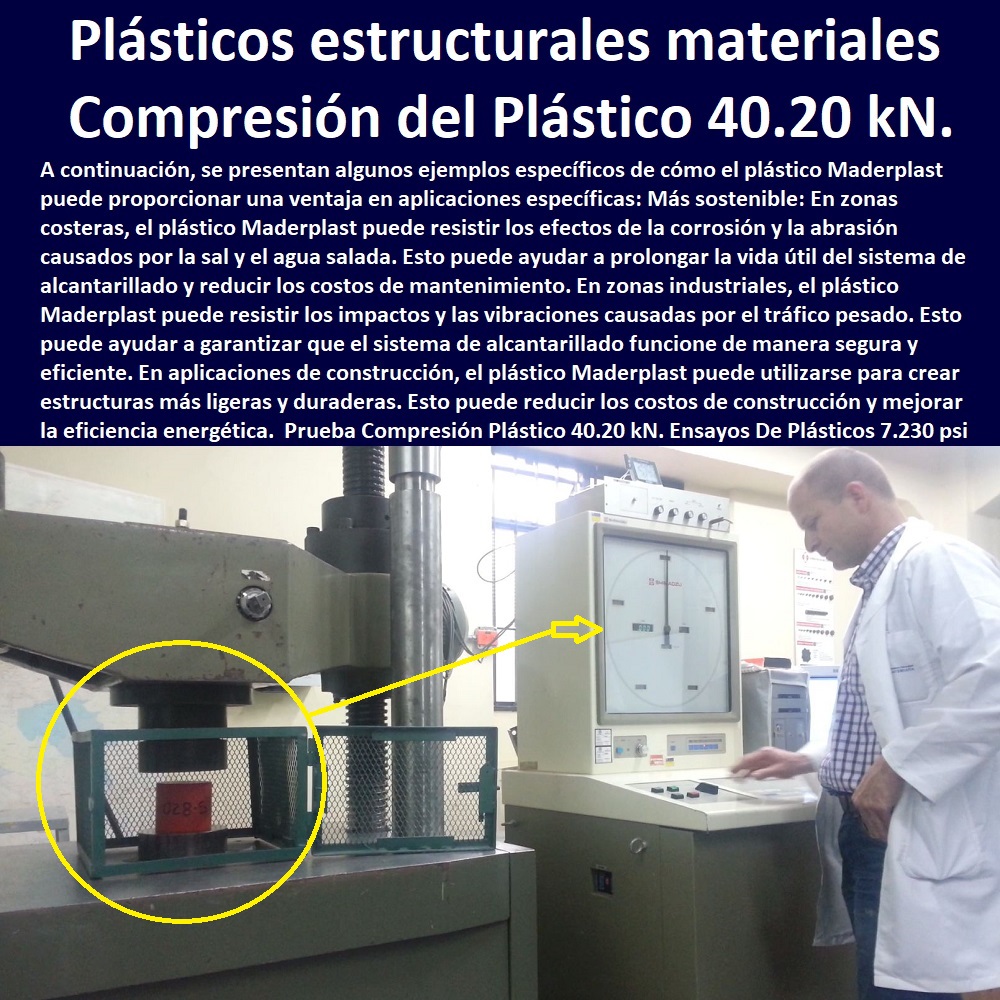 Prueba Compresión Plástico 40.20 kN. Ensayos De Plásticos 7.230 psi Maderplast 0  PRUEBAS Y ENSAYOS DE LABORATORIO 0 MEJORES MATERIALES MADERPLAST 0 CUÁL ES EL MEJOR MATERIAL 0 NUEVOS MATERIALES DE CONSTRUCCIÓN 0 Características Cualidades Maderplast 0 Ensayo 0 Plásticos Maderplast 0 Laboratorio De Materiales Poliméricos Ensayos Por Medio De 0 El Mejor Plástico Polipropileno A Las Roturas 0 Propiedades Ataque Químico Del Polipropileno 0 Módulo De Elasticidad 0 Flexión Y Memoria Plástica Maderplast 0 Plásticos De Ingeniería Pruebas Y Ensayo Propiedades 0 Este Polímero Maderplast Tiene Mejores Propiedades Mecánicas 0 Módulo De Elasticidad Del Polipropileno 0 Ensayos de propiedades mecánicas en plásticos 0 Laboratorio de Materiales Poliméricos ensayo compresión 0 pruebas de plásticos estructurales materiales plásticos 0 Prueba Compresión Plástico 40.20 kN. Ensayos De Plásticos 7.230 psi Maderplast 0 Ensayos de propiedades mecánicas en plásticos 0 Laboratorio de Materiales Poliméricos ensayo compresión 0 pruebas de plásticos estructurales materiales plásticos