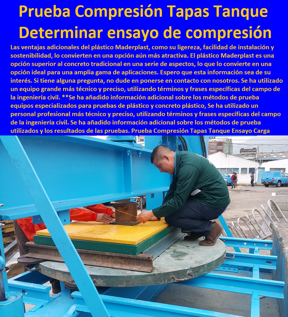 Prueba Compresión Tapas Tanque Ensayo Carga Tapa Cajas Alcantarillado Maderplast 0 Laboratorio de Materiales Poliméricos Plástico 0 compresión de probetas de concreto plástico 0 ensayo de compresión en Tapas 0 determinar ensayo de compresión Prueba Compresión Tapas Tanque Ensayo Carga Tapa Cajas Alcantarillado Maderplast 0 Laboratorio de Materiales Poliméricos Plástico 0 compresión de probetas de concreto plástico 0 ensayo de compresión en Tapas 0 determinar ensayo de compresión 0 PRUEBAS Y ENSAYOS DE LABORATORIO 0 MEJORES MATERIALES MADERPLAST 0 CUÁL ES EL MEJOR MATERIAL 0 NUEVOS MATERIALES DE CONSTRUCCIÓN 0 10 Ensayos No destructivos 0 Laboratorio de Materiales Poliméricos Plástico Maderplast 0 Propiedades De Los Materiales Maderplast, Pruebas Maderplast De Campo 0 Fichas Técnicas Maderplast 0 Pruebas De Laboratorio 0 De Resistencias Maderplast 0 Las Pruebas De Laboratorio De Los Materiales Nuevos 0 Materiales Inoxidables 0 Materiales Anticorrosivos 0 Materiales Para Blindajes 0 Materiales De Alto Impacto 0 Material Impermeable 0 Prueba Compresión Tapas Tanque Ensayo Carga Tapa Cajas Alcantarillado Maderplast 0 Laboratorio de Materiales Poliméricos Plástico 0 compresión de probetas de concreto plástico 0 ensayo de compresión en Tapas 0 determinar ensayo de compresión