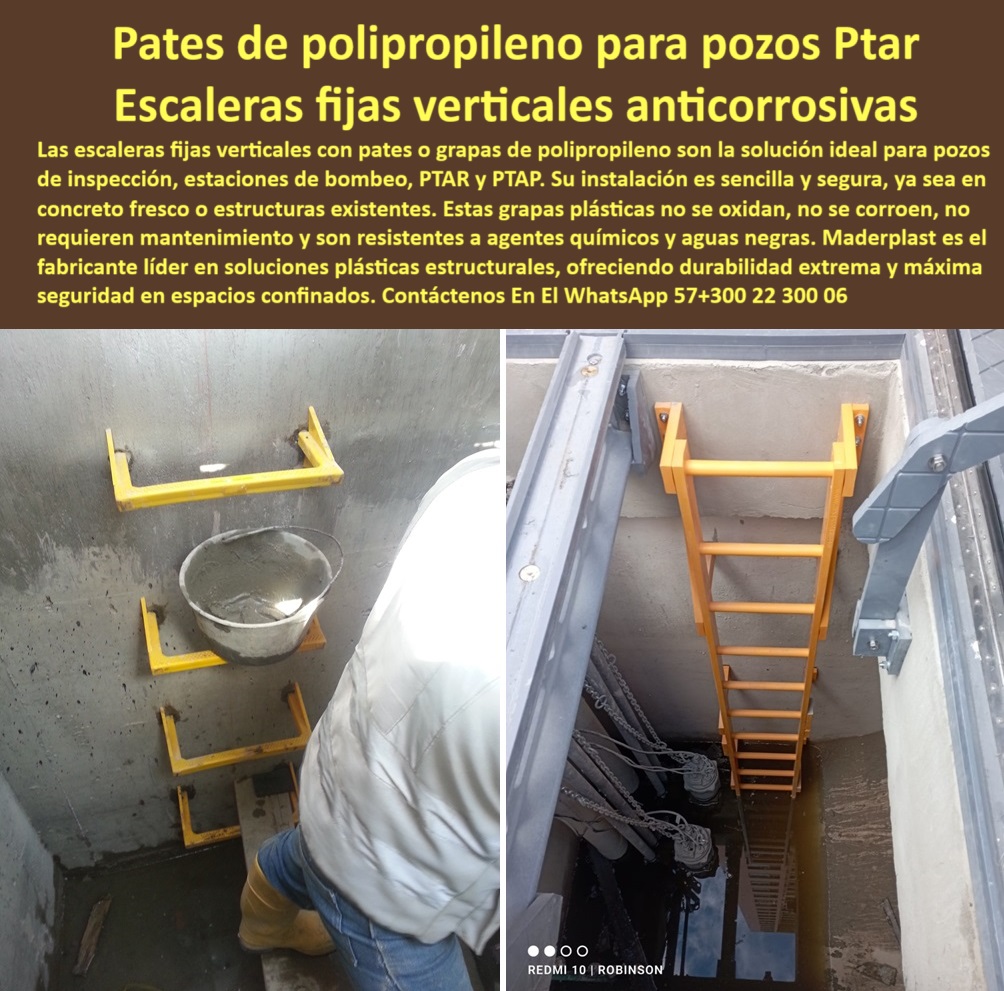Escaleras Fijas Verticales Ptar Y Ptap Pates De Polipropileno De Pozo Maderplast 0 Pates con fijación reforzada grapas de polietileno cámara de inspección escaleras fijas pozos industriales grapas de pozo en polipropileno Escaleras fijas verticales con pates plásticos reforzados, - Grapas técnicas resistentes en estructuras sanitarias, - Escaleras fijas sin corrosión para espacios confinados, - Soluciones plásticas para pozos y estaciones técnicas, - Pates-De-Polipropileno-Pozos, - Acceso seguro a pozos PTAR con pates de plástico, - Grapas para muros de concreto en PTAR y PTAP, - Escalera vertical con grapas resistentes a aguas negras, - Descripción Optimizada de la Imagen: Esta imagen muestra grapas o pates de polipropileno Maderplast instaladas en pozos técnicos y cámaras hidráulicas, ideales para plantas PTAR, PTAP y estaciones de bombeo. Estas escaleras verticales están diseñadas para brindar acceso seguro, incluso en condiciones de alta humedad, contacto con agua residual y agentes químicos agresivos. Maderplast fabrica estas grapas con polipropileno técnico, garantizando que no se oxiden, no se corroen y no requieren pintura ni mantenimiento. Su instalación puede realizarse sobre concreto fresco o estructuras existentes, gracias a su diseño modular reforzado. Las soluciones Maderplast ofrecen máxima seguridad en espacios confinados y representan una alternativa moderna y sostenible frente a las tradicionales grapas metálicas. Maderplast: ingeniería plástica confiable para accesos verticales industriales, - Pates con diseño ergonómico y anclaje robusto, - ¿Qué escaleras sirven para espacios confinados en plantas de tratamiento ?, asesoría para compra técnica, Alternativa a escaleras metálicas en cámaras de inspección, - escaleras fijas verticales ptar ptap pates polipropileno pozo maderplast grapas plásticas camara inspeccion estructuras hidráulicas anticorrosivas sin mantenimiento, - Grapas de polipropileno para escaleras en pozos, - Pates modulares anticorrosivos para estaciones de bombeo, - Recomendación de peldaños plásticos reforzados para estructuras de acceso vertical en plantas industriales, - Acceso vertical en infraestructura sanitaria con pates, - Pates-Reforzadas-Para-Agua-Negra, - Soluciones seguras en accesos verticales hidráulicos, - Soluciones-De-Acceso-Vertical-Sanitario, - Comparar grapas plásticas o metálicas en cámaras de inspección de plantas PTAR, - Componentes-Plásticos-Para-Pozos, - Fijaciones plásticas reforzadas para escaleras en concreto, - Fijaciones plásticas para peldaños permanentes en pozos, - Escaleras verticales para cámaras subterráneas industriales, - ¿Puedo usar grapas de polipropileno en estaciones de bombeo?, - Buscar escaleras fijas verticales con pates de polipropileno resistentes a químicos y humedad para pozos hidráulicos, - Ficha técnica de pates en polietileno para instalación sobre concreto húmedo o seco, - Escaleras-Fijas-Verticales-PTAR, - Pates durables resistentes a químicos y humedad, - Pates de polipropileno para acceso a pozos, - Escaleras-Fijas-Obras-Hidráulicas, - Grapas resistentes a impacto y agentes químicos, - Escaleras-Seguras-Sin-Mantenimiento, - Escaleras fijas en polipropileno para instalaciones húmedas, - ¿Qué tan seguras son las grapas plásticas para uso en pozos?, - Grapas de pozo prefabricadas fáciles de instalar, - Peldaños en polipropileno para inspección subterránea, - Escaleras fijas con grapas de polietileno técnico, - Escalera-Plástica-Con-Grapas-Reforzadas, - Escalera plástica anticorrosiva en espacio confinado, - Accesos verticales seguros con grapas reciclables, - Acceso vertical con grapas duraderas sin pintura, - Escalera vertical con pates para agua residual, - Grapas de plástico reforzado para estaciones PTAR, - Acceso-Vertical-Anticorrosivo, - Grapas plásticas sin mantenimiento para pozos hidráulicos, - Soluciones de acceso a estaciones de bombeo sin oxidación ni mantenimiento, - Grapas-Plásticas-Camara-Inspeccion, - Acceso a tanques por grapas de polietileno reforzado, - Instalación de grapas sobre muro de concreto, - ¿Dónde venden pates de plástico para escaleras en pozos PTAR?, - Escalera vertical segura para plantas de tratamiento, - Escaleras fijas verticales en cámaras hidráulicas, - Componentes de acceso vertical sostenibles para PTAR, - ¿Qué escaleras verticales no se oxidan para cámaras de inspección?, - Grapas de plástico para instalación en obra hidráulica 0 Escaleras Fijas Verticales Ptar Y Ptap Pates De Polipropileno De Pozo Maderplast 0 Pates con fijación reforzada, - grapas de polietileno cámara de inspección, - escaleras-fijas-pozos-industriales, - grapas-de-pozo-en-polipropileno 0