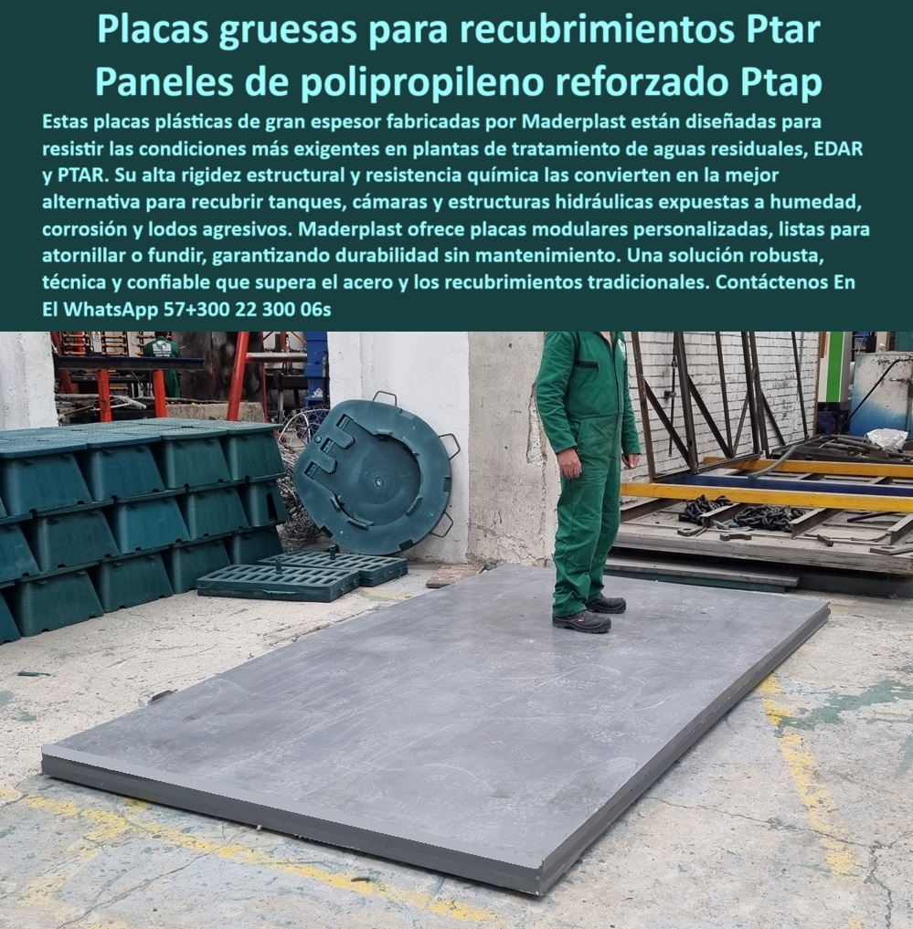 Láminas En Polipropileno Para Recubrimiento Interior De Tanques Placas Maderplast 0 Qué empresa vende paneles de revestimiento plástico para EDAR placas de polipropileno para tanques de aguas residuales Placas de revestimiento placas plásticas reforzadas para recubrimiento de tanques de agua, - paneles-polipropileno-ptar, - placas-de-protección-hidráulica, - recubrimiento para tanques de agua residual, - paneles plásticos anticorrosivos con alta durabilidad, - placas de polipropileno para ambientes extremos industriales, - Descripción Optimizada de la Imagen: La imagen presenta las placas plásticas de polipropileno reforzado fabricadas por Maderplast, diseñadas para ofrecer un recubrimiento de máxima resistencia en tanques, cámaras y estructuras hidráulicas expuestas a químicos agresivos, humedad constante y condiciones extremas. Estas placas robustas y de gran espesor son la solución ideal para la protección interna de instalaciones en PTAR, PTAP y EDAR, superando a los recubrimientos tradicionales de acero gracias a su durabilidad, bajo mantenimiento y resistencia superior a la corrosión. Maderplast entrega un sistema modular fácil de instalar, personalizable, y altamente confiable para prolongar la vida útil de las plantas de tratamiento de agua, - placas-plásticas-reforzadas, - panel gris de alta resistencia, - paneles de polipropileno resistentes para PTAR y PTAP, - placa plástica gruesa industrial, - placa modular plástica, - láminas plásticas para recubrimiento de cámaras de cloración, - recubrimientos técnicos de polipropileno para plantas de tratamiento, - solución plástica de recubrimiento contra lodos agresivos, - recubrimiento sin óxido para procesos de tratamiento de agua, - recubrimiento técnico Maderplast, - lámina de polipropileno reforzado, - revestimientos industriales libres de mantenimiento para PTAR, - panel estructural para ambientes industriales, - ¿Dónde encuentro revestimientos de polipropileno para PTAR?, - revestimientos plásticos de alta resistencia química para EDAR, - polipropileno de alta ingeniería, - revestimiento-anticorrosivo-tanques, - recubrimiento-plástico-industrial, - ¿Cómo proteger un tanque hidráulico con recubrimiento plástico ?, asesoría para compra técnica, recubrimiento interior para tanque, - placas robustas de polipropileno para zonas industriales, - placas-para-aguas-residuales, - paneles-modulares-anticorrosivos, - paneles anticorrosivos de gran espesor para PTAP, - soluciones-plásticas-industriales, - placas modulares resistentes listas para instalación industrial, - protección plástica anticorrosiva, - revestimiento plástico anticorrosivo para plantas de tratamiento, - recubrimientos modulares plásticos para infraestructuras hidráulicas, - alternativa plástica superior al acero para estructuras hidráulicas, - sistema de recubrimiento plástico para tanques hidráulicos, - paneles de polipropileno reforzado para PTAP, - placas plásticas con resistencia superior a corrosión y químicos, - láminas plásticas gruesas para protección de cámaras de agua, - sistema de placas anticorrosivas para recubrimiento estructural, - recubrimiento de cámaras hidráulicas con placas técnicas, - ¿Qué empresa vende placas plásticas resistentes a químicos y humedad?, - Solución técnica definitiva en -recubrimiento-sin-óxido-industrial, - ¿Qué placas plásticas usar para recubrir tanques de aguas residuales?, - paneles de alta rigidez estructural para tanques industriales, - placas plásticas resistentes a químicos para cámaras hidráulicas, - placas de polipropileno para recubrimiento interno de tanques, - solución plástica técnica para plantas de aguas residuales, - protección estructural de tanques con láminas plásticas Maderplast, - placas anticorrosivas para estructuras hidráulicas industriales, - ¿Qué placas anti corrosivas son mejores que el acero?, - placas reforzadas resistentes a químicos para aguas residuales, - placas modulares de polipropileno para zonas de alta humedad, - láminas-plásticas-para-edar 0 Láminas En Polipropileno Para Recubrimiento Interior De Tanques Placas Maderplast 0 Qué empresa vende paneles de revestimiento plástico para EDAR, - placas de polipropileno para tanques de aguas residuales, - Placas de revestimiento