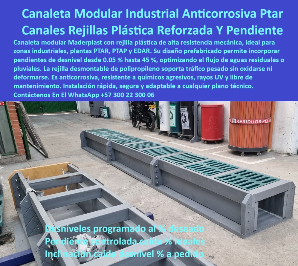 Sumidero Canal Rejilla Modular Desagües Canales Rejillas Ptap Ptar Y Edar Maderplast 0 Canaleta con rejilla plástica modular perfecta zonas de captación industrial canal con rejilla plastica rejilla de resistencia mecánicas drenaje con canaleta inclinada bajo pedido, - drenaje personalizado para plantas ptap y edar, - pendiente programada en canaletas industriales, - canaleta prefabricada con inclinación personalizada, - sistema plástico modular para aguas residuales, - rejilla plástica reforzada contra rayos UV, - canal con resistencia química y a impactos, - sistema-de-canaletas-con-inclinación-personalizada, - canales plásticos con estructura robusta técnica, - canal prefabricado con rejilla plástica resistente para ptar, - sistema modular para conducción de aguas industriales ptar, - rejilla-desmontable-polipropileno-industrial, - ¿Quién fabrica rejillas resistentes al tráfico y a los químicos?, - drenaje-modular-industrial-anticorrosivo, - sistema de recolección de aguas químicas, - solución de drenaje anticorrosiva con pendiente a medida, - rejillas para zonas de captación con tráfico pesado, - canaleta industrial con rejilla plástica desmontable resistente, - solución modular para escorrentía industrial, - canal con caída programada para aguas pluviales, - acanalada plástica reforzada sin mantenimiento, - ¿Cómo pedir canal con pendiente definida para aguas pluviales?, - rejilla anticorrosiva para plantas de tratamiento, - sistema modular plástico visible en campo, - canal prefabricado anticorrosivo para aguas negras, - diseño estructural plástico con rejilla pesada, - ¿Qué canaleta sirve para plantas ptap con rejilla desmontable?, - sumidero-plastico-para-aguas-residuales, - ¿Dónde consigo canaleta con rejilla plástica para captación?, - rejillas-industriales-de-resistencia-mecánica, - rejilla plástica de alta resistencia mecánica, - canal de drenaje con pendiente según plano, - sistema de canal para zonas húmedas industriales, - sistema modular de drenaje con caída programada para plantas industriales, - canal técnico con grado de caída ajustable, - canaleta con despiece técnico desmontable, - canal-prefabricado-zonas-industriales-húmedas, - canal-plástico-con-estructura-reforzada, - rejillas-para-captación-pluvial-industrial, - canaleta con inclinación personalizada para desagüe químico, - rejilla desmontable en polipropileno para tráfico pesado, - instalación industrial de canal prefabricado, - canaleta-con-rejilla-plastica, - acanalada reforzada con rejilla plástica verde, - canaleta con diseño a medida para industrias, - Descripción Optimizada de la Imagen Es: La imagen presenta una canaleta modular prefabricada por Maderplast con rejilla plástica reforzada, diseñada específicamente para zonas de captación y escorrentía industrial. Esta solución combina estructura robusta en polipropileno técnico con rejillas desmontables de alta resistencia mecánica, ideales para soportar tráfico pesado sin deformarse ni oxidarse. Su principal ventaja es la pendiente programada incorporada al diseño, que permite un flujo continuo de aguas residuales o pluviales sin necesidad de obras civiles complejas. Maderplast es el único fabricante que adapta la inclinación al porcentaje exacto requerido por el cliente, fabricando sobre plano con precisión. Fácil de instalar, sin mantenimiento, resistente a químicos y rayos UV, Maderplast entrega soluciones plásticas de última generación para PTAR, PTAP y EDAR, - ¿Qué canal prefabricado se adapta a zonas húmedas industriales ?, alternativa superior, canales alineados para tráfico y escorrentía, - canaleta-con-desnivel-programado, - canaleta técnica para zonas de residuos, - canal pluvial reforzado con polipropileno técnico, - canaleta-plastica-modular-con-rejilla-industrial-reforzada-pendiente-programada-drenaje-ptar-ptap-edar-zonas-industriales, - estructura industrial de drenaje pluvial, - módulos ensamblables para drenaje visible, - polipropileno reforzado en estructuras de canal, - pendiente integrada en módulos plásticos, - rejilla industrial desmontable fácil de limpiar 0 Sumidero Canal Rejilla Modular Desagües Canales Rejillas Ptap Ptar Y Edar Maderplast 0 Canaleta con rejilla plástica modular, perfecta zonas de captación industrial, - canal-con-rejilla-plastica, - rejilla de resistencia mecánicas