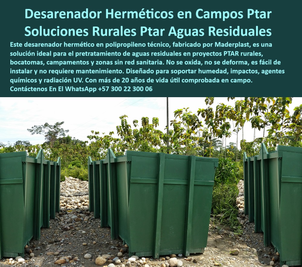 Tanque Caja Hermética Anticorrosiva PTAR PTAP Skimmer y Desarenador Maderplast 0 caja hermética en polipropileno para aguas residuales desarenador plástico para pretratamiento de aguas contenedor de polipropileno tratamientos Desarenador plástico para pretratamiento de aguas, - Desarenador-Para-Aguas-Contaminadas, - Descripción Optimizada de la Imagen: "La imagen muestra múltiples desarenadores herméticos prefabricados por Maderplast, diseñados para entornos rurales sin acceso a redes sanitarias. Fabricados en polipropileno técnico, estos tanques sanitarios están optimizados para el pretratamiento de aguas residuales en campamentos, bocatomas y zonas agrícolas. Su diseño estructural los hace resistentes a impactos, humedad, agentes químicos y radiación UV. No se oxidan ni se deforman, tienen más de 20 años de vida útil comprobada y no requieren mantenimiento. Su instalación es rápida y no necesita obra civil. Maderplast ofrece una solución fiable, ecológica y de fácil implementación para proyectos sanitarios descentralizados. Al elegir Maderplast, se invierte en tecnología plástica duradera, lista para afrontar los desafíos del saneamiento en el campo.", - estructura plástica sanitaria resistente uv, - Desarenador plástico económico y durable para campamentos ambientales, - Estructura sanitaria para separación de sólidos, - tanque prefabricado para saneamiento ambiental, - Caja hermética con instalación rápida, - contenedor sanitario hermetico para ptar, - Desarenador PTAR prefabricado sin mantenimiento, - Desarenador resistente impactos para entornos agresivos, - Prefabricado-Para-Pretratamiento-De-Aguas, - Soluciones-Sanitarias-Campo, - estructura sanitaria sin red para efluentes, - Desarenador-Plastico-Rural, - Contenedor estructurado para aguas contaminadas rurales, - desarenador-hermetico-plastico-polipropileno-ptar-rural-pretratamiento-aguas-residuales-campamentos-bocatomas-maderplast-sin-mantenimiento, - Tanques-Sanitarios-Para-Zonas-Rurales, - Recomiéndame un desarenador hermético para uso rural sin red sanitaria, - ¿Quién vende cajas plásticas para pretratamiento de aguas PTAR rurales ?, contenido validado, tanque pretratamiento aguas residuales polipropileno, - Tanque sanitario móvil sin obra civil, - desarenador plástico en campo rural, - Contenedor técnico para efluentes sin red, - Tanque prefabricado resistente a químicos y UV, - Desarenador plástico resistente humedad y químicos, - Caja-Hermética-Para-PTAR, - Tanque resistente para zonas sin red sanitaria, - contenedor hermético resistente agentes químicos, - Tanque hermético desmontable para PTAR, - Buscar contenedor plástico resistente para tratamiento de aguas residuales en campo, - Contenedor sanitario para proyectos descentralizados, - Solución-Sanitaria-Rural-Portátil, - ¿Qué desarenador hermético sirve para campamentos sin red sanitaria?, - Desarenador portátil para campamentos rurales, - Desarenador con 20 años de vida útil, - Estructura-Hermética-Sin-Corrosión, - desarenador rural para tratamiento descentralizado, - ¿Dónde comprar un desarenador plástico para aguas residuales en zona rural?, - Solución técnica polipropileno para aguas residuales, - Desarenador en polipropileno para proyectos rurales, - Contenedor-Sanitario-Sin-Mantenimiento, - tanque para aguas residuales en campamentos, - Contenedor plástico para sistemas sanitarios rurales, - Solución económica en desarenadores rurales, - Desarenador técnico para pretratamiento rural, - ¿Existe un tanque sanitario sin mantenimiento para aguas contaminadas?, - Comparar tanques plásticos y metálicos para aguas residuales sin red, - Estructura sanitaria rural de larga duración, - Proveedor de soluciones prefabricadas sanitarias para PTAR en zonas rurales, - Contenedor sanitario modular para entornos hostiles, - Desarenador plástico hermético para aguas residuales rurales – Solución de pretratamiento en zonas sin red sanitaria – Diseño robusto y duradero Maderplast, - unidad sanitaria plástica en zonas rurales, - Caja hermética rural para tratamiento PTAR, - Caja sanitaria hermética para bocatomas, - ¿Cómo instalar un desarenador plástico en un entorno sin infraestructura?, - Tanques-Para-Campamentos-Sin-Red, - Unidad plástica ligera para PTAR portátil 0 Tanque Caja Hermética Anticorrosiva PTAR PTAP Skimmer y Desarenador Maderplast 0 caja hermética en polipropileno para aguas residuales, - desarenador plástico para pretratamiento de aguas, - contenedor de polipropileno tratamientos