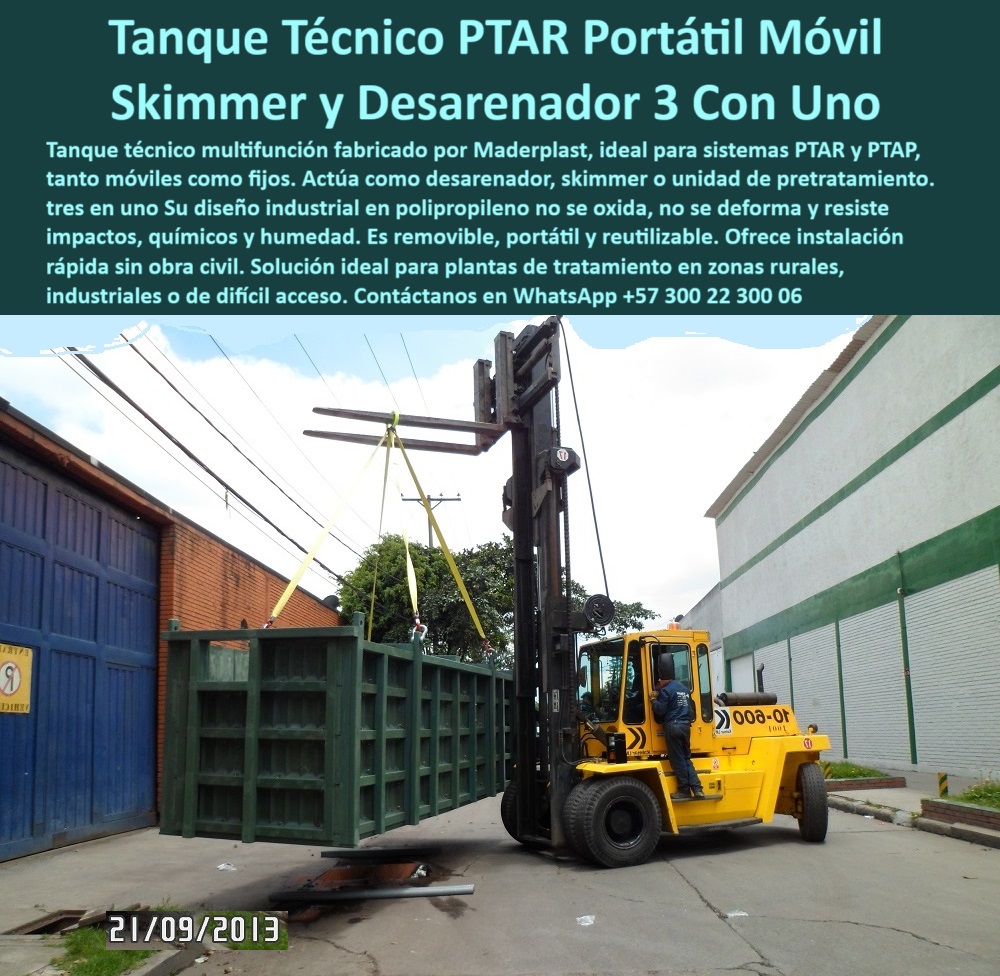Tanque Caja Hermética Anticorrosiva PTAR PTAP Skimmer y Desarenador Maderplast 0 tanque sanitario removible para plantas PTAR Tanque Técnico Skimmer y Desarenador Plástico para PTAR Portátiles. Este contenedor técnico Ptar ptap sistema movil tratamiento aguas residuales, - Tanque de polipropileno reforzado resistente impactos, - estructura plastica para pretratamiento ptap, - Tanque sanitario removible para plantas PTAR, - tanque tecnico plastico tres en uno, - Unidad móvil para pretratamiento de efluentes, - tanque-tecnico-plastico-portatil-skimmer-desarenador-pretratamiento-ptar-tres-en-uno-maderplast-removible-saneamiento-sin-mantenimiento, - Estructura modular sanitaria con múltiples funciones, - Skimmer portátil para pretratamiento de aguas, - Tanque anticorrosivo para saneamiento rural, - Tanque técnico para industrias sin obra fija, - contenedor plastico reforzado para saneamiento, - Solución tres en uno para tratamiento de aguas, - Tanque multifunción PTAR portátil industrial, - Tanque desmontable para tratamiento sin obra civil, - Descripción Optimizada de la Imagen: "La imagen muestra un Tanque Técnico PTAR 3 en 1 fabricado por Maderplast, levantado mediante grúa industrial, lo que demuestra su portabilidad, ligereza y resistencia estructural. Este tanque sanitario multifunción actúa simultáneamente como skimmer, desarenador y unidad de pretratamiento, ideal para sistemas PTAR y PTAP, tanto móviles como fijos. Su diseño compacto en polipropileno técnico no se oxida, no requiere mantenimiento y soporta impactos, químicos y humedad. Su facilidad de transporte e instalación sin obra civil lo convierte en la solución perfecta para zonas rurales, industriales o de difícil acceso. Al elegir Maderplast, se invierte en tecnología plástica de alta ingeniería, con garantía de rendimiento sostenible. Una solución 3 en 1 que reduce costos, acelera instalación y asegura cumplimiento normativo. Maderplast, innovación efectiva para proyectos de saneamiento exigentes.", - ¿Qué tanque sanitario sirve como skimmer y desarenador a la vez?, - tanque técnico con grua movilizado, - Proveedor de tanques sanitarios desmontables para plantas rurales y zonas industriales, - unidad plástica compacta para efluentes, - Tanque plástico móvil para sistemas PTAP, - Tanque sanitario plástico sin mantenimiento, - Tanque-Tecnico-Portatil-Skimmer, - ¿Cómo instalar un tanque PTAR portátil sin hacer obra civil ?, validado por ingeniería, Contenedor-Plástico-Multifuncional, - Tanque-Ligero-Sanitario-Móvil, - Unidad-Tres-En-Uno-Saneamiento, - ¿Dónde puedo comprar un tanque portátil tres en uno para PTAR?, - Artículo validado por ingeniería - Tanques-Industriales-Sin-Mantenimiento, - ¿Dónde encuentro un contenedor sanitario tres en uno para tratamiento de aguas residuales?, - Artículo validado por ingeniería - Tanque prefabricado para sistemas de saneamiento, - ¿Hay tanques técnicos para pretratamiento de aguas industriales?, - skimmer desarenador plástico portátil, - Tanque liviano portátil resistente a químicos, - contenedor sanitario para plantas ptar, - Desarenador-Plástico-Para-PTAR, - ¿Quién fabrica tanques plásticos portátiles para saneamiento rural ?, asesoría para compra técnica, Tanque preensamblado sanitario para aguas contaminadas, - Tanque para separación de grasas y sólidos, - Comparar tanques técnicos portátiles para separación de grasas y sólidos en campo, - Solución técnica portátil para proyectos sanitarios, - Pretratamiento-Aguas-Industriales, - tanque sanitario portátil resistente impactos, - Unidad compacta portátil para aguas residuales, - Soluciones-Modulares-PTAR, - Tanque técnico plástico portátil 3 en 1 – Skimmer, desarenador y pretratamiento para PTAR – Solución sanitaria ligera y removible Maderplast, - Contenedor sanitario multifunción para plantas PTAR, - Contenedor sanitario para zonas de difícil acceso, - Recomiéndame un tanque portátil que funcione como skimmer y desarenador para PTAR, - Skimmer desarenador unidad pretratamiento PTAR, - Equipo portátil integral para tratamiento primario, - Tanque técnico tres funciones en una, - Contenedor técnico plástico para zonas rurales, - Sistema-Compacto-De-Saneamiento, - Tanque técnico plástico portátil tres en uno, - tanque sanitario industrial desmontable, - Tanques-Sanitarios-De-Polipropileno, - Buscar solución integral en plástico para pretratamiento de aguas sin mantenimiento 0 Tanque Caja Hermética Anticorrosiva PTAR PTAP Skimmer y Desarenador Maderplast 0 tanque sanitario removible para plantas PTAR, - Tanque Técnico Skimmer y Desarenador Plástico para PTAR Portátiles. Este contenedor técnico Ptar ptap 0