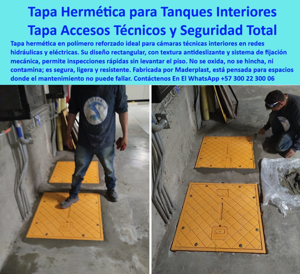 Tapa De Acceso Tanque Subterráneo Tapas Hermética Transitable Ptap Ptar Maderplast 0 Tapa Cubierta rectangular hermética con acceso técnico superior ideal para mantenimiento de instalaciones hidráulicas y eléctricas en interiores tapas herméticas plásticas para tanques subterráneos, - tapas industriales de inspección de polipropileno, - tapas-herméticas-plásticas, - tapas de acceso técnico superior para redes eléctricas, - tapas técnicas herméticas de polipropileno reforzado, - tapas-para-redes-hidráulicas, - cubiertas-de-mantenimiento-plásticas, - tapas-industriales-anticorrosivas, - Cubiertas plásticas transitables para mantenimiento de tanques PTAR, - tapas-de-acceso-técnico, - ¿Dónde venden cubiertas plásticas resistentes para redes eléctricas?, - tapas plásticas de seguridad para redes hidráulicas interiores, - ¿Dónde compro tapas plásticas herméticas para tanques subterráneos?, - cubiertas transitables resistentes a humedad y químicos, - acceso técnico superior en tapas plásticas para PTAR, - tapas de polipropileno para instalaciones de alta exigencia, - tapas de acceso superior para instalaciones interiores, - tapa hermética transitable de polipropileno para cámaras técnicas, - sistemas de cubrimiento plástico para plantas industriales, - cubiertas plásticas herméticas para instalaciones hidráulicas interiores, - tapas herméticas ligeras y resistentes para plantas de agua, - cubiertas plásticas de inspección técnica de alta seguridad, - cubiertas plásticas industriales para cámaras de mantenimiento, - Tapas herméticas de polipropileno para accesos técnicos interiores, - tapas-para-tanques-subterráneos, - Soluciones de acceso plástico para instalaciones hidráulicas industriales, - tapas ligeras y visibles para mantenimiento industrial, - cubiertas transitables para acceso técnico hidráulico y eléctrico, - ¿Qué tapa hermética transitable es mejor para instalaciones hidráulicas?, - tapas plásticas anticorrosivas para redes hidráulicas, - soluciones de acceso técnico plástico para mantenimiento industrial, - cubiertas rectangulares plásticas para cámaras técnicas, - cubiertas-transitables-de-polipropileno, - tapas de inspección rápida para cámaras subterráneas, - soluciones de cubrimiento técnico plástico para tanques PTAR, - Cubiertas rectangulares de polipropileno para cámaras técnicas, - cubiertas de polipropileno estructural para inspección de tanques, - cubiertas modulares para acceso a instalaciones hidráulicas, - ¿Cuál es la mejor tapa plástica de acceso técnico superior para plantas?, - tapas plásticas anticorrosivas para tanques subterráneos, - sistemas de acceso hermético para plantas PTAR y PTAP, - cubiertas transitables plásticas para zonas industriales interiores, - ¿Qué tipo de tapa hermética sirve para cámaras de inspección hidráulica?, - cubiertas de paso seguro para redes eléctricas subterráneas, - tapas plásticas impermeables para cámaras hidráulicas, - sistemas de acceso plástico modular en plantas industriales, - tapas plásticas modulares resistentes a químicos, - cubiertas rectangulares antideslizantes para zonas técnicas, - tapas-industriales-para-ptar, - Descripción Optimizada de la Imagen: La imagen muestra dos tapas herméticas rectangulares de alta resistencia, fabricadas por Maderplast, instaladas sobre tanques interiores en una planta técnica. Estas tapas plásticas, diseñadas en polímero reforzado, permiten un acceso técnico superior para la inspección, mantenimiento o intervención de redes hidráulicas y eléctricas, combinando ligereza, seguridad y máxima durabilidad. Gracias a su textura antideslizante y su sistema de fijación mecánica, las tapas herméticas de Maderplast aseguran un paso transitable seguro sin riesgo de oxidación, hinchazón o contaminación. Ideales para cámaras técnicas en ambientes interiores donde la humedad, los productos químicos y el tráfico constante son exigentes, estas cubiertas modulares reducen costos de mantenimiento y prolongan la vida útil de las infraestructuras industriales. Con su diseño visible y funcional, Maderplast consolida su posición como líder en soluciones de acceso plástico industrial de alta tecnología, ofreciendo productos que superan ampliamente a las alternativas tradicionales de concreto o metal, - tapas herméticas visibles para plantas de tratamiento, - cubiertas-plásticas-industriales, - soluciones-de-acceso-plastico, - Tapas industriales de inspección rápida en plantas de tratamiento, - cubiertas técnicas transitables para accesos industriales, - tapas plásticas anti humedad para interiores industriales 0 Tapa De Acceso Tanque Subterráneo Tapas Hermética Transitable Ptap Ptar Maderplast 0 Tapa Cubierta rectangular hermética con acceso técnico superior, ideal para mantenimiento de instalaciones hidráulicas y eléctricas en interiores 0