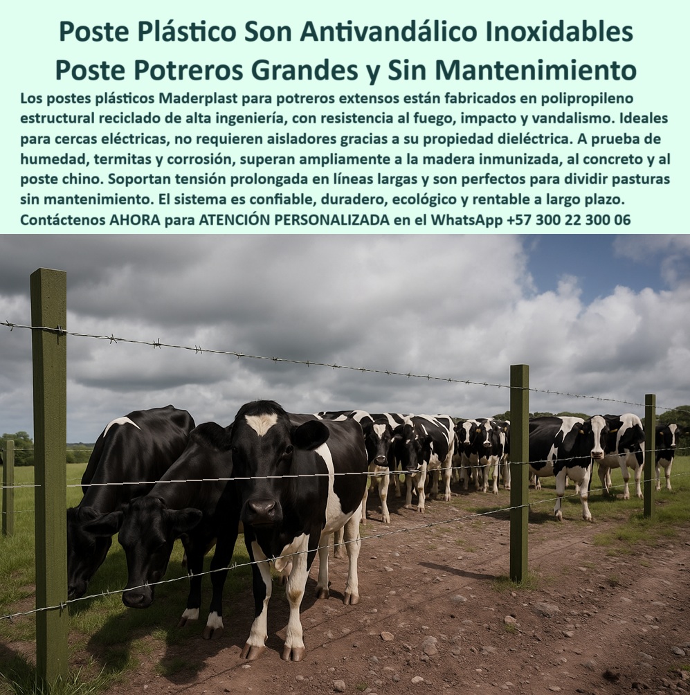 Cercados Con Alambre De Púas Postes Plásticos Púas Alambre Eléctrico Maderplast 0 poste dieléctrico para potreros extensos poste inmune a vandalismo con fuego varilla para pastura postes de polipropileno para cercas agrícolas Cercado con alambre de púas y postes antivandálicos, - Poste ecológico con tensión prolongada en líneas ganaderas, - poste de polipropileno para potreros sin mantenimiento, - ¿Dónde venden postes resistentes al fuego y al clima?, - poste-antivandalico-para-ganado, - Poste plástico resistente para cercas eléctricas en potreros, - postes-para-ganaderia-extensiva, - poste plástico resistente al fuego y la intemperie, - poste ligero para dividir pasturas sin concreto, - poste plástico para potrero con alambre de púas, - Cerramiento rural seguro con postes sin aisladores, - poste inmune a vandalismo para fincas ganaderas, - poste reciclado con propiedad dieléctrica ganadera, - poste de polímero estructural para divisiones rurales, - poste plástico con larga vida útil para cercas, - ¿Qué poste no se oxida ni se rompe para ganado?, - poste sin oxidación para ganadería intensiva, - ¿Qué poste combina durabilidad y seguridad en zonas rurales?, - poste anticorrosivo para cercado agroindustrial, - poste dieléctrico para cerca eléctrica sin aisladores, - Postes de polipropileno reciclado para ganadería moderna, - cercas-electricas-sin-aislador, - poste para ganado sin mantenimiento periódico, - poste para cercas plásticas de alta ingeniería, - poste durable para cercado con alambre eléctrico, - poste-plastico-dielectrico-para-cerca-electrica-de-potreros.jpg, - poste plástico reciclado para división de pasturas, - poste-dielectrico-para-cercas, - poste-plastico-para-potreros, - Solución plástica estructural para cercas rurales extensas, - poste técnico para uso agroganadero sostenible, - poste de alta resistencia para alambre de púas, - poste-reciclado-para-division-rural, - poste-de-polipropileno-industrial, - poste con resistencia UV y a químicos, - poste para cercas eléctricas sin aislador adicional, - ¿Qué poste es seguro y sin mantenimiento para potreros?, - poste-ecológico-contra-corrosión, - poste-para-alambre-de-púas, - La imagen muestra un potrero extensivo con cercado ganadero en alambre de púas, soportado por postes plásticos Maderplast alineados en intervalos amplios. Estos postes están fabricados con polipropileno estructural reciclado, lo que los hace altamente resistentes a la humedad, el vandalismo, la corrosión y los rayos UV. No requieren aisladores gracias a su propiedad dieléctrica, y su diseño permite una instalación sin mantenimiento por más de 25 años. Maderplast garantiza una solución rentable, ecológica y segura para dividir pasturas, contener ganado y electrificar cercas con confianza. Maderplast supera ampliamente a postes de madera, concreto o metal., - División de pasturas con postes plásticos anticorrosivos, - Recomiéndame un poste dieléctrico para cerca eléctrica ganadera, - poste plástico para cercas de larga tensión, - ¿Qué poste usar para cercas eléctricas sin aisladores?, - poste antivandálico para áreas rurales, - ¿Qué poste plástico me sirve para dividir grandes potreros?, - poste plástico ecológico para potreros extensos, - poste confiable para cercas eléctricas en potreros, - poste para delimitación agropecuaria segura, - ¿Cuál es el mejor poste plástico para alambre de púas?, - Sistema de cercado ganadero con poste dieléctrico reciclado, - Cercas de alambre con poste inmune al fuego y la humedad, - Postes para cercas agropecuarias sin mantenimiento, - poste-duradero-para-pasturas, - poste robusto para extensiones rurales grandes, - ¿Qué poste puedo usar sin aisladores en un sistema eléctrico rural?, - Poste resistente al vandalismo y al fuego para fincas0 Cercados Con Alambre De Púas Postes Plásticos Púas Alambre Eléctrico Maderplast 0 poste-dieléctrico-para-potreros-extensos, - poste inmune a vandalismo con fuego, - varilla para pastura, - postes de polipropileno para cercas agrícolas