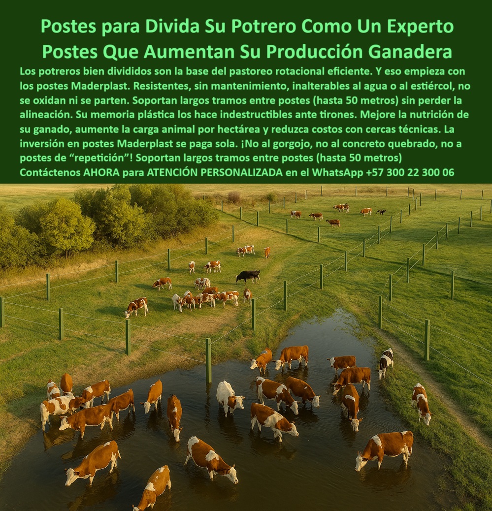 Cómo Dividir Potrero Para Ganado Con Cercas Eléctricas Postes Cercados Maderplast 0 alternativas a postes de madera para Dividir Potrero Dónde comprar postes plásticos certificados Dividir Potrero La opción Dividir Potrero mejor poste agrícola que soporta largos tramos sin caerse, - poste técnico certificado para divisiones ganaderas, - poste-liviano-para-terrenos-extensos, - poste plástico para subdivisión de praderas húmedas, - poste sólido para rotación eficiente en fincas, - poste que permite hasta 50 metros sin alineación, - poste que reduce costos por tramo de instalación, - poste dieléctrico que no requiere aisladores, - Poste ideal para pastoreo intensivo y ganadería tecnificada, - poste ideal para praderas de alta carga animal, - poste-para-potreros-de-carga-animal-alta, - poste firme para separar cargas ganaderas por lotes, - Potrero dividido con postes reciclados en pradera húmeda, - poste-para-dividir-potreros-eficientemente, - poste-plastico-division-potreros-rotacion-pastoreo-rural.jpg, - La imagen muestra un sistema de división de potreros tecnificados con postes plásticos reciclados Maderplast instalados estratégicamente para maximizar el rendimiento del pastoreo rotacional. Los postes Maderplast están diseñados para soportar el peso del alambrado, los cambios climáticos y la presión del ganado, sin oxidarse ni romperse. Gracias a su memoria plástica, permiten separar áreas de engorde o cría sin perder alineación, optimizando así la eficiencia productiva. Esta solución es ideal para fincas ganaderas que buscan reducir costos, mejorar la nutrición animal y aumentar su productividad sin mantenimiento., - poste que reemplaza madera en cercas rotacionales, - Estructura de cercado rural con postes verdes duraderos, - poste-con-memoria-plástica-anti tensión, - poste-plástico-para-pastoreo-rotacional, - poste-económico-con-larga-duración, - Poste para dividir potreros sin mantenimiento con separación larga, - Alternativa ecológica al poste de madera para división ganadera, - poste estructural que evita reposición frecuente, - poste para mejorar distribución de ganado en finca, - ¿Qué poste puedo usar para separar ganado por rotación?, - ¿Cuál es el mejor poste para dividir potreros grandes?, - poste de polímero reciclado para cercas eficientes, - Poste plástico ecológico para cercas rotacionales de ganado, - ¿Hay un poste que no se oxide y dure más de 20 años?, - ¿Qué poste me sirve para cercas eléctricas ganaderas sin aisladores?, - poste plástico duradero para división de potreros, - División de potreros intensivos sin concreto ni madera, - Postes para ganado instalados en formación eficiente, - poste-reciclado-para-cercas-ganaderas, - División de potreros con postes verdes instalados en línea, - poste plástico para dividir potreros con eficiencia, - Cercado ecológico con postes firmes y duraderos, - Línea de cercado con postes largos y separación técnica, - poste para cercado eléctrico de ganado sin mantenimiento, - poste anti gorgojo para zonas tropicales agrícolas, - ¿Dónde consigo poste plástico resistente para pastoreo intensivo?, - poste para dividir potreros de cría y engorde, - Recomendación de poste reciclado que soporte 50 metros sin concreto, - poste-sin-mantenimiento-para-fincas, - poste-ganadero-que-resiste-el-estiércol, - poste plástico para optimizar productividad ganadera, - poste-de-polímero-para-lotes-de-ganado, - poste liviano que no se oxida ni se parte, - poste que facilita pastoreo por rotación de potreros, - poste reciclable resistente a estiércol y humedad, - poste con garantía para uso rural extensivo, - poste con memoria estructural para potreros intensivos, - poste ecológico para cercas ganaderas tecnificadas, - Manejo ganadero con postes plásticos antióxido y firmes, - Postes alineados para pastoreo tecnificado y rotacional, - Sistema rotacional ganadero con postes plásticos resistentes 0 Cómo Dividir Potrero Para Ganado Con Cercas Eléctricas Postes Cercados Maderplast 0 alternativas a postes de madera para Dividir Potrero, - Dónde comprar postes plásticos certificados Dividir Potrero, - La opción Dividir Potrero mejor