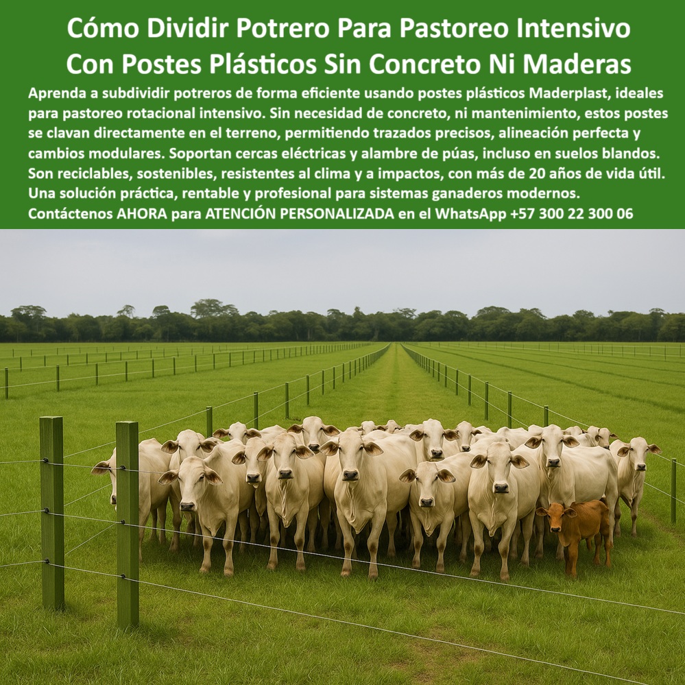 División profesional de cerca ganadera postes pastoreo postes ganaderos Maderplast 0 poste plástico instalación sin concreto sistema de postes para ganadería extensiva postes reciclados subdividir potreros madera sostenibles  cercas técnicas para rotación de ganado eficiente, - ¿Postes reciclados para subdividir fincas?, - Sistema de división ganadera sin herramientas, - poste-plastico-division-potreros-sin-concreto-fazenda-meta.jpg, - instalación-de-postes-rápida, - poste-plástico-sin-concreto, - instalación rápida de postes sin herramientas pesadas, - La imagen muestra una cerca perfectamente alineada en una pradera extensa, instalada con postes plásticos Maderplast en la finca La Fazenda, Puerto Gaitán, Colombia. Estos postes técnicos, reciclados y sostenibles, se clavan directamente en el terreno sin necesidad de concreto, herramientas pesadas ni mantenimiento posterior. Ideales para sistemas de pastoreo rotacional intensivo, ofrecen una estructura firme, duradera y libre de plagas, astillas o corrosión. Maderplast permite dividir potreros de manera modular, rápida y eficiente, mejorando la gestión del ganado y optimizando la inversión del ganadero con tecnología colombiana que se ve y se siente desde la entrada de la finca., - Estacones sin madera en ganadería moderna, - cercado eficiente para rotación de pasturas, - cercas visualmente rectas con instalación rápida, - cercados eficientes con postes Maderplast, - subdivisión-de-potreros, - Trazado técnico de pasturas con postes plásticos, - mejor poste para dividir potreros grandes, - pastoreo-rotacional-eficiente, - postes técnicos ideales para suelos húmedos, - postes ganaderos resistentes sin mantenimiento, - ¿Postes sostenibles para pastoreo intensivo?, - postes-plásticos-sin-oxidación, - postes-reciclados-para-ganado, - postes plásticos para sistemas de pastoreo inteligente, - poste plástico para subdivisión de potreros sin concreto, - subdivisión profesional de pasto para ganado, - Cercas firmes con postes sin deformarse, - cercas eléctricas sin madera ni cemento, - ¿Cómo dividir un potrero sin usar concreto?, - poste plástico para instalación directa en suelos blandos, - poste plástico para subdivisión de potreros, - Sistema de cercas alineadas con postes reciclados, - postes sostenibles para ganadería extensiva tropical, - cercas-ganaderas-intensivas, - Poste ecológico para ganadería sin cemento, - sistema sostenible de cercas ganaderas, - Poste plástico sin concreto para subdividir potreros, - Postes instalados en finca ganadera La Fazenda, - cómo organizar pastoreo con postes sin concreto, - ¿Qué poste usar para cercas sin madera?, - postes para cercas ganaderas de rotación intensiva, - cómo dividir potreros con postes reciclados durables, - estacones reciclables para subdividir fincas, - ¿Dónde comprar postes para rotación ganadera?, - postes largos sin deformación por alambre tenso, - sistema-de-pastoreo-moderno, - poste plástico con resistencia estructural en finca, - Instalación directa de postes sin excavación, - postes para alinear potreros sin errores, - solución-agroecológica-sostenible, - cercas de alto rendimiento sin obra civil, - sistema modular de cercado agropecuario, - Postes para división de praderas verdes y planas, - solución estructural para dividir praderas, - poste ecológico para cerca sin pintura, - postes sin oxidación para ganadería regenerativa, - instalación de cercas sin usar concreto, - cerca-eléctrica-sin-madera, - postes durables sin mantenimiento para ganado 0 División profesional de cerca ganadera postes pastoreo postes ganaderos Maderplast 0 poste plástico instalación sin concreto, - sistema de postes para ganadería extensiva, - postes reciclados subdividir potreros, - madera sostenibles 