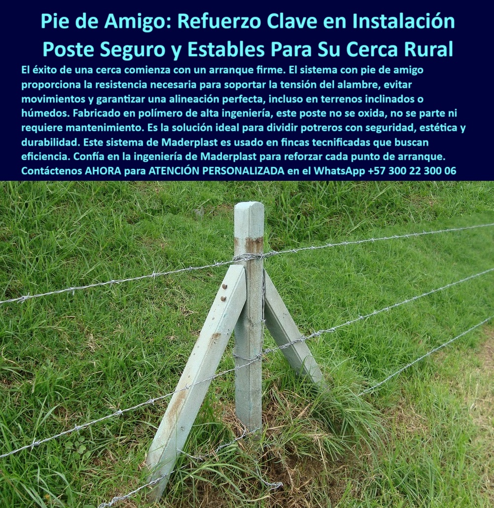 Pie De Amigo Poste De Arranque Poste De Puerta Postes De Broches Maderplast 0 cómo reforzar puntos de arranque guía templar cerca eléctrica correctamente instalación segura de postes ganaderos formas y perfiles Pie De Amigo  ¿Cómo reforzar los extremos de una cerca ganadera?, - poste firme con memoria estructural elástica, - poste-pie-de-amigo-cajica-poste-arranque-resistente-rural.jpg, - Poste de alta resistencia sin pintura ni óxido en césped, - ¿Qué sistema usar para tensar bien el alambre en esquinas?, - poste de arranque sin concreto ni astillas, - poste plástico para retención de jalones de alambre, - poste plástico para reforzar inicio de cerca ganadera, - ¿Qué poste no se oxida ni se parte para zonas húmedas?, - poste-rural-resistente-a-impactos, - poste de polímero con refuerzo tipo pie de amigo, - poste sin necesidad de aisladores en clima frío, - poste-sin-pintura-ni-reemplazo, - poste de arranque para tramos de cercado ganadero, - poste con instalación eficiente y alineación precisa, - poste técnico reciclable para cerca de alambre, - Poste técnico duradero al lado de conjunto residencial rural, - poste-de-soporte-para-tensado, - poste-técnico-para-división-rural, - Soporte de esquina en cerca rural con más de 10 recambios, - poste para paso de ganado con soporte fijo, - poste angular reforzado para soporte de tensión, - Poste técnico resistente a tensión en borde de potrero, - poste-ganadero-para-alambre-púa, - poste pie de amigo para inicio de cerca eléctrica, - Pie de amigo para alambre templado en finca de Bogotá, - poste con mayor estabilidad que concreto, - instalación profesional de postes ganaderos sin mantenimiento, - poste estructural sin corrosión para zonas húmedas, - poste-pie-de-amigo-reforzado, - poste-fijo-para-autopistas-ganaderas, - ¿Cuál es el mejor poste para arrancar cercas de alambre?, - poste funcional en pastos húmedos y quebrados, - poste reciclado resistente para terrenos inclinados, - Cerca de alambre reforzada con ángulo plástico de soporte, - poste reciclable estructural para ganadería rural, - poste rígido y liviano para terrenos blandos, - poste para dividir potreros con tensión permanente, - poste técnico con ángulo estructural reforzado, - poste rural sin oxidación ni deformación, - poste antivibración para ganaderías de altura, - Poste con pie de amigo instalado frente a urbanización en Cajicá, - Estructura de soporte en inicio de cerca visible desde vía, - poste angular sin metal ni madera tratada, - poste para esquinas y puntos de tensión intensiva, - poste con soporte angular contra desplazamientos, - poste-de-arranque-con-ángulo, - poste sin pintura ni cambio en décadas ganaderas, - ¿Qué poste lleva refuerzo tipo pie de amigo?, - poste para instalar cercas sin mantenimiento rural, - poste-reciclado-sin-mantenimiento, - La imagen muestra un poste con sistema pie de amigo instalado hace más de 33 años en Cajicá, Cundinamarca, frente al conjunto residencial Aposentos, a la vista de miles de viajeros que transitan por la autopista Bogotá-Cajicá. Este punto de anclaje marca el inicio de una cerca de alambre que ha soportado más de 10 reposiciones de hilo sin que el poste se haya deteriorado. Fabricado en polímero técnico reforzado, ofrece una alineación perfecta, resistencia estructural, y estabilidad en terrenos inclinados o húmedos. No se oxida, no se parte ni necesita pintura o mantenimiento, incluso después de décadas de exposición al clima. Su ángulo de refuerzo garantiza firmeza ante jalones y tensión de alambres, lo que lo hace ideal para arranques, esquinas y puertas de paso. Esta instalación es una prueba real de que existen soluciones definitivas, eficientes y duraderas para cercados rurales que evitan el uso de concreto, madera o metal y eliminan gastos repetitivos. Optimiza tu inversión rural con tecnología probada y soporte técnico comprobado., - poste largo para cercas en autopistas rurales, - poste plástico duradero para esquinas de alambre, - Poste estructural reciclado en pradera inclinada sin fallas, - poste-para-esquinas-de-cerca, - Refuerzo angular instalado hace 33 años sigue en servicio 0 Pie De Amigo Poste De Arranque Poste De Puerta Postes De Broches Maderplast 0 cómo reforzar puntos de arranque, - guía templar cerca  eléctrica correctamente, - instalación segura de postes ganaderos, - formas y perfiles Pie De Amigo 