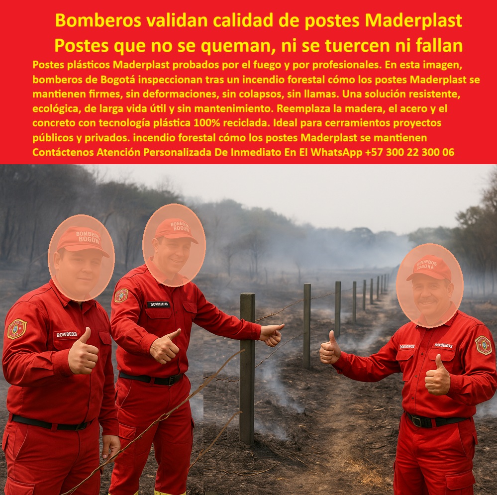 Postes Ignífugos Para Cercas Forestales Postes Con Resistencia Al Fuego Maderplast 0 cerramiento parques nacionales resistentes postes de polímero reciclado para áreas protegidas postes plásticos que sobreviven incendios Cercado poste que no se quema durante incendios rurales, - poste reciclado sin combustión en entorno calcinado, - poste sostenible para cerramientos de bosques secos, - poste plástico para incendios en sabanas y reservas, - poste plástico que no se deforma por calor extremo, - poste anti combustión para cercas de áreas protegidas, - poste aprobado para uso forestal por cuerpos de emergencia, - ¿Qué poste recomiendan los bomberos para zonas de incendio?, - poste-plástico-anti-fuego, - poste de cercas rurales con resistencia comprobada al fuego, - poste plástico para zonas protegidas con riesgo de fuego, - ¿Cuál poste sirve si hay riesgo de fuego en potreros?, - poste funcional después de incendios de vegetación, - poste ignífugo aprobado por bomberos de Bogotá, - ¿Qué poste no se quema en incendios forestales?, - poste durable ante quemas agrícolas o forestales, - poste-contra-incendios-rurales, - sistema de cercado plástico en zona afectada por incendio, - poste plástico inmune al fuego inspeccionado por bomberos, - estructura de polietileno intacta después de incendio, - poste dieléctrico de seguridad anti fuego, - poste resistente para zonas con incendios estacionales, - ¿Dónde consigo postes plásticos que no colapsen con el calor?, - La imagen muestra un escenario real tras un incendio forestal, donde tres bomberos de Bogotá inspeccionan un sistema de cercado construido con postes plásticos Maderplast. A pesar del suelo calcinado y los rastros del fuego, los postes se mantienen completamente verticales, sin colapsos, sin deformaciones y sin signos de combustión. La imagen demuestra con hechos que los postes Maderplast no se queman, no se doblan y no fallan. Los postes plásticos Maderplast están fabricados con polímeros reciclados de alta tecnología, diseñados para resistir condiciones extremas como incendios forestales, quemas agrícolas o propagación de fuego en sabanas y reservas. Aprobados por cuerpos de emergencia como los bomberos de Bogotá, estos postes no solo protegen el medio ambiente, sino que garantizan continuidad en la infraestructura ganadera y ambiental. Maderplast rompe el mito: sus postes son inmunes al fuego, ideales para cerramientos en parques nacionales, zonas de riesgo térmico, proyectos públicos y reservas ecológicas que exigen materiales ignífugos, ecológicos y durables. Una inversión real y sostenible, validada en campo., - poste-para-cercas-en-quemas, - poste estructural que sobrevive incendios sin daños, - sistema de cerca que sobrevive fuego sin deformaciones, - poste plástico reciclado inmune al fuego de maleza, - cerca ganadera en zona quemada con postes resistentes, - poste robusto para ambientes rurales de alta temperatura, - cerca resistente al fuego inspeccionada por personal experto, - poste en suelo quemado validado por expertos en fuego, - poste plástico que resiste incendios forestales reales, - postes de polímero intactos en área calcinada por incendio, - poste plástico en pie tras incendio validado por bomberos, - poste-resistente-a-incendios, - poste plástico de alta ingeniería ignífuga, - poste de polipropileno sin daños tras quema de maleza, - poste plástico para cerramiento en parques naturales, - poste sin mantenimiento tras fuego o quemas controladas, - poste-para-zonas-forestales, - poste en fila intacto tras paso de llamas rurales, - poste de seguridad para ecosistemas con riesgo de incendio, - poste ecológico que no colapsa por llamas o calor, - cerca plástica que no colapsó tras incendio forestal, - poste-verde-zona-incendiada, - poste plástico certificado contra propagación de llama, - ¿Qué poste ignífugo puedo usar en un parque natural?, - poste-anti-antiflama-certificado, - postes verticales firmes después de incendio en reserva, - poste-reciclado-pirorresistente, - poste-plástico-ignífugo, - poste de polímero inmune al fuego y altas temperaturas, - poste-para-reservas-naturales, - bomberos aprueban resistencia al fuego de los postes, - poste para contener ganado en zonas de alto riesgo térmico 0 Postes Ignífugos Para Cercas Forestales Postes Con Resistencia Al Fuego Maderplast 0 cerramiento-parques-nacionales-resistentes, - postes de polímero reciclado para áreas protegidas, - postes plásticos que sobreviven incendios Cercado