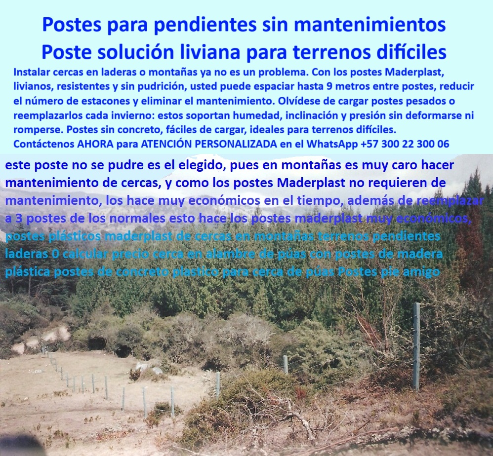 Postes Para Conservación De Cuencas Poste Forestal Ecológico Reciclable Maderplast 0 Poste para Zonas Altas Poste para Zonas Escarpadas Postes sin concreto Postes fáciles de transportar Postes para terrenos difíciles poste poste durable para linderos en montaña, - poste para cercas sin concreto en laderas, - Solución ligera para cercas en terrenos montañosos, - ¿Qué poste es fácil de cargar e ideal para pendientes?, - poste sin mantenimiento para áreas remotas, - Poste resistente para zonas húmedas y altas sin mantenimiento, - poste liviano para terrenos inclinados, - Poste plástico para terrenos inclinados y zonas de difícil acceso, - poste-de-polímero-para-biodiversidad, - ¿Qué poste funciona sin concreto en áreas húmedas y elevadas?, - poste ecológico para conservación de cuencas, - ¿Dónde encuentro postes ecológicos para zonas forestales?, - poste para terrenos difíciles de acceso, - poste anticorrosivo para suelos con pendiente, - Postes livianos para instalación en zonas de difícil transporte, - Infraestructura ambiental con postes de polímero reciclado, - Poste para conservación y cercas ecológicas sostenibles, - Postes duraderos para cuencas hídricas y reservas naturales, - ¿Qué poste puedo instalar sin concreto en la montaña?, - poste sintético para pendiente con humedad, - ¿Qué poste plástico puede usarse en terrenos escarpados y difíciles?, - poste para cercas en zonas altas sin mantenimiento, - poste-para-terrenos-difíciles, - poste plástico para cercas en montaña, - poste versátil para proyectos de reforestación, - poste-plástico-para-montaña, - postes-reciclables-para-bosques, - cercado-rural-ecológico-maderplast, - Los postes plásticos Maderplast para terrenos difíciles son la mejor solución para cercar montañas, laderas y zonas escarpadas. En la imagen se observa una línea de postes instalados en un terreno inclinado, rodeado de vegetación densa, demostrando su ligereza, durabilidad y facilidad de uso en condiciones exigentes. Maderplast ofrece postes livianos, reciclables y resistentes a la humedad, la presión del suelo y los cambios climáticos extremos. Estos postes no requieren concreto, soportan inclinaciones sin romperse y permiten espaciamientos de hasta 9 metros, lo que reduce costos de instalación. Maderplast es ideal para conservación ambiental, cuencas hidrográficas y zonas rurales de difícil acceso., - ¿Qué poste sirve para cercar en terrenos inclinados o montañosos?, - poste para cerramiento en zonas naturales protegidas, - ¿Cuál es la mejor opción de poste para zonas forestales?, - postes-para-zonas-escarpadas, - poste económico para terrenos complicados, - Cerramientos rurales en laderas con postes livianos, - Instalación de cercas en montaña con postes reciclables, - postes-sin-concreto-para-cercas, - poste plástico para delimitar áreas rurales remotas, - poste resistente al clima extremo y al sol, - poste para proyectos ambientales sostenibles, - poste plástico para delimitar zonas escarpadas, - poste reciclable para zonas forestales, - Poste ecológico para delimitación forestal sin concreto, - poste-reciclado-para-reforestación, - poste para cercas en conservación ambiental, - poste para cercas en zonas andinas y selváticas, - ¿Qué poste liviano puede transportar fácilmente en zonas altas?, - poste para cerramiento en terrenos rocosos, - poste liviano para instalar en laderas empinadas, - poste fácil de transportar para caminos rurales, - poste reciclado para cercas forestales, - ¿Cuál es el mejor poste para zonas con mucha humedad?, - poste-liviano-para-laderas, - cercas-sin-mantenimiento-rural, - Recomiéndame un poste para cercas ecológicas en montaña, - poste sin pudrición para zonas húmedas, - poste-plástico-para-montañas-sin-mantenimiento-reciclable.jpg 0 Postes Para Conservación De Cuencas Poste Forestal Ecológico Reciclable Maderplast 0 Poste para Zonas Altas, - Poste para Zonas Escarpadas, - Postes sin concreto, - Postes fáciles de transportar, - Postes para terrenos difíciles poste