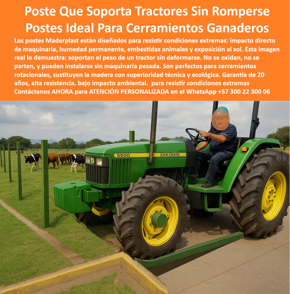 Postes Resistentes A Condiciones Extremas Postes Fuertes Postes Livianos Maderplast 0 Postes resistentes a fauna y humedad soporte ecológico para sistemas rotacionales sustitutos de madera para cerramientos ganaderos perfiles PP poste de alta resistencia para instalaciones agrícolas, - Poste plástico aplastado por maquinaria agrícola, - poste que flexiona y recupera forma sin daño, - poste reciclado soporta peso de tractor sin romperse, - Poste reciclado soporta impacto de tractor, - poste para cercas ecológicas de alto rendimiento, - poste-resistente-a-impacto-de-maquinaria, - sustituto de madera para cercas ganaderas, - poste-plástico-reciclado-ganadero, - poste-con-memoria-estructural-tecnificada, - Poste bajo tractor sin romperse ni astillarse, - poste para cercas ecológicas con ganado y maquinaria, - poste de alta ingeniería para rotación de potreros, - ¿Cuál es el poste más resistente para ganado y tractores?, - ¿Poste para finca que no se rompe con maquinaria?, - poste para cercas rurales de alta durabilidad, - poste con memoria estructural para fincas productivas, - poste que aguanta el paso de tractores sin romperse, - poste flexible y resistente para división de ganado, - poste-sin-fractura-para-cercado-ganadero, - Prueba real de resistencia poste en finca, - poste para ganadería intensiva sin mantenimiento, - ¿Poste flexible y fuerte para cercado rural?, - poste flexible para cerramientos con ganado y tractores, - poste ideal para terrenos con alto tránsito pesado, - poste de reciclado técnico para uso rural intensivo, - Poste flexible Maderplast sin fractura visible, - Cerramiento ganadero con postes ultra resistentes, - postes para potreros de larga duración comprobada, - Poste con flexión y memoria estructural rural, - poste sin fractura tras impacto agrícola, - Poste ecológico sin daño bajo peso directo, - poste reciclable con recuperación estructural, - poste plástico resistente a impacto de maquinaria pesada, - poste que no se parte bajo presión de maquinaria, - ¿Qué poste usar para dividir potreros con paso de tractor?, - solución para cercas ganaderas con tránsito pesado, - poste-soporta-peso-tractor, - poste-de-alta-ingeniería-para-fincas, - sistema de cerramiento con poste plástico durable, - poste plástico para resistir humedad y fuego, - poste-plastico-soporta-tractor-sin-romperse-maderplast.jpg, - poste que reemplaza concreto y madera en finca, - poste-fuerte-sin-oxido-ni-mantenimiento, - Imagen de poste rural bajo ruedas de tractor, - poste rural para ambientes con alta humedad, - Esta imagen es una evidencia real del desempeño técnico de los postes Maderplast. Un tractor agrícola de varias toneladas pasa sobre un poste plástico, que se flexiona y vuelve a su forma sin romperse ni astillarse. Diseñados para cerramientos ganaderos en condiciones extremas, estos postes resisten humedad constante, impacto de maquinaria, embestidas de animales y exposición prolongada al sol. No requieren pintura ni mantenimiento. Son reciclados, ecológicos y sustituyen con ventajas reales a la madera y al concreto. Su memoria plástica y diseño técnico los hace ideales para rotación de potreros, cercas eléctricas y fincas productivas. Maderplast garantiza durabilidad superior y eficiencia operativa. El poste Maderplast no se parte, no se oxida, y no falla. La mejor inversión para proyectos rurales exigentes., - poste-que-no-se-rompe-con-tractor, - poste-rural-con-flexión-recuperable, - ¿Dónde comprar poste que aguante tractor?, - Poste fuerte, ecológico y liviano para impactos extremos en fincas, - poste-para-potreros-con-maquinaria, - postes resistentes a embestidas animales y clima extremo, - poste plástico que resiste paso de maquinaria pesada, - poste Maderplast fuerte y ecológico sin óxido, - Poste plástico para cerramientos ganaderos que soporta tractores, - poste de cercado sin pintura ni corrosión, - Poste plástico firme tras paso de vehículo pesado, - cerramiento ganadero con poste ecológico liviano 0 Postes Resistentes A Condiciones Extremas Postes Fuertes Postes Livianos Maderplast 0 Postes resistentes a fauna y humedad soporte ecológico para sistemas rotacionales, - sustitutos de madera para cerramientos ganaderos, - perfiles PP
