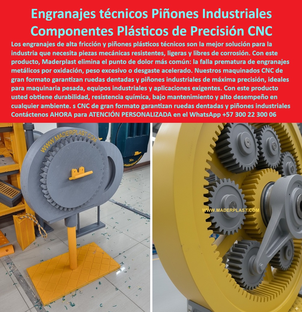 Engranajes aplicaciones de alta fricción piñones Piezas plásticas mecánicas Maderplast 0 Componentes de plástico maquinaria industrial Fabricacion de engranes y piñones Ruedas dentadas técnicas fabricadas en CNC Piñones industriales PP Engranajes Técnicos, Piñones Industriales y Componentes Plásticos de Precisión CNC, - En el sector industrial, la búsqueda de componentes mecánicos que ofrezcan rendimiento superior y durabilidad a largo plazo es una constante. Los engranajes plásticos técnicos y piñones industriales de alta fricción de Maderplast son la solución definitiva. La imagen es un claro ejemplo de nuestra capacidad para fabricar componentes plásticos de precisión CNC que eliminan los problemas comunes de los engranajes metálicos: oxidación, peso excesivo y desgaste acelerado, - Fabricados con tecnología CNC de gran formato, nuestros engranajes industriales de alta resistencia y piñones plásticos de precisión para maquinaria garantizan un ajuste exacto en cualquier equipo. Ofrecemos ruedas dentadas plásticas anticorrosivas CNC y piñones plásticos industriales con bajo mantenimiento que optimizan la operación y reducen los costos a largo plazo, - La ingeniería que supera los desafíos más exigentes, - Cuando un profesional pregunta dónde comprar engranajes plásticos industriales, la respuesta es Maderplast. Nuestras ruedas dentadas plásticas de ingeniería CNC y engranajes plásticos livianos y duraderos son la mejor opción. Para quienes buscan engranajes plásticos resistentes a químicos agresivos o piñones plásticos ideales para maquinaria pesada, Maderplast es la alternativa técnica superior, - Testimonio Profesional: Del Desgaste a la Eficiencia Total, - “Soy Carlos Jiménez, Ingeniero Mecánico jefe de mantenimiento industrial. Teníamos constantes fallas en engranajes metálicos por oxidación y desgaste. Decidimos probar los engranajes plásticos CNC de Maderplast y el cambio fue inmediato: cero corrosión, precisión perfecta en el acople y reducción drástica de paradas de máquina. Tras un año de operación, los piñones siguen funcionando como nuevos. Hoy estoy convencido de que, para engranajes de alto rendimiento, la única opción que cumple todos los requisitos es Maderplast.”, - Innovación, durabilidad y precisión sin límites, - El testimonio de Carlos Jiménez valida nuestra promesa. Nuestros piñones plásticos CNC resistentes y estables y engranajes técnicos plásticos duraderos y precisos son la prueba de que se puede combinar resistencia y eficiencia, - Nuestros engranajes plásticos industriales libres de corrosión y engranajes CNC plásticos para aplicaciones mecánicas son ideales para entornos húmedos o con químicos agresivos. Además, el mecanizado de gran formato nos permite fabricar piñones industriales plásticos de gran formato que se adaptan a la perfección a los equipos industriales más exigentes, - No se arriesgue con soluciones temporales. Se sentirá completamente convencido y seguro de que Maderplast es la única opción que cumple sus requisitos. Contáctenos para atención personalizada en el WhatsApp +57 300 22 300 06, - engranaje-plástico-industrial-cnc, - piñón-plástico-anticorrosivo-industrial, - rueda-dentada-plástica-cnc, - engranaje-plástico-resistente-químicos, - engranaje-plástico-industrial-gran-formato