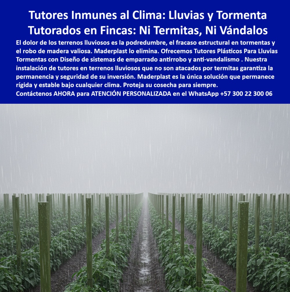 Tutores Plásticos Para Lluvias Tormentas Tutorados Inmunes Al Clima Tutores Maderplast 0 Diseño de sistemas tutorado para maracuyá que resisten la inmersión continua en agua TUTORES para Humedales y Zonas Lluviosas Cero Pudrición Postes
