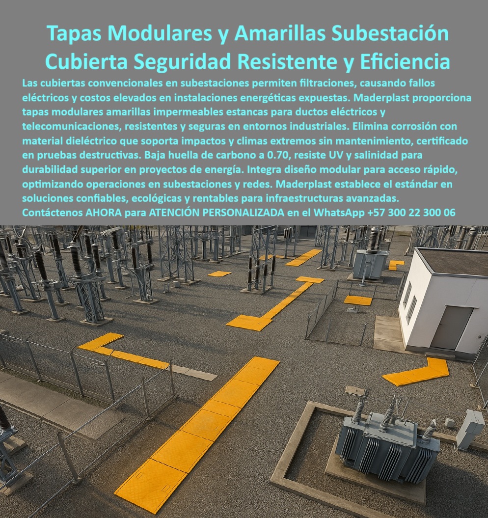 Cubierta Canalización Tapa Impermeable Estanca Maderplast 0 tapas modulares amarillas en subestación Enfocada en telecomunicaciones y energía Cubiertas amarillas para ductos eléctricos seguras y resistentes instalaciones energéticas industriales  Tapas Modulares Amarillas Subestación Maderplast: La Cubierta de Seguridad y Resistencia que Optimiza tu Infraestructura Energética Vista aérea de una subestación eléctrica al aire libre con piso de grava gris, transformadores grises altos con aisladores negros y cercas metálicas plateadas. En primer plano, varias tapas modulares amarillas subestación Maderplast forman pasillos y cubiertas rectangulares amarillas brillantes sobre canalizaciones subterráneas, con textura antiderrapante sutil y bordes amarillos de seguridad. Las tapas cubren ductos eléctricos y de telecomunicaciones críticos, permitiendo filtraciones controladas para ventilación mientras bloquean agua y contaminantes. En subestaciones hidroeléctricas, plantas de energía renovable y redes industriales, una infiltración causa fallos eléctricos catastróficos, paradas millonarias y riesgos humanos. Las cubiertas convencionales corroen por UV y salinidad, generando costos ocultos que ningún gerente de infraestructura puede ignorar. Maderplast fabrica en Colombia la tapa modular amarilla subestación que resuelve todo eso con procesos industriales controlados ISO y décadas de experiencia en plásticos técnicos. Nuestras cubiertas de material dieléctrico renovable reducen la huella de carbono a 0.70, son totalmente estancas y resisten climas extremos sin corrosión por 30 años. Diseñamos variantes con ventilación controlada para ductos eléctricos, convirtiendo ideas en piezas reales a medida para el mundo. Los beneficios técnicos son contundentes: tapa canalización hidroeléctrica que soporta impacto y tráfico pesado, mientras el diseño modular permite acceso rápido en minutos sin herramientas. Emocionalmente, brinda tranquilidad absoluta al saber que tu operación energética fluye sin interrupciones, maximizando eficiencia y sostenibilidad real. Lo que diferencia a Maderplast es nuestra ingeniería superior: tapa subestación resistente uv salinidad que es antirrobo y ecológica, superando metal en durabilidad y bajo mantenimiento. Pide cotización, personalización con logo, planos, renders 3D, prototipos o producción en serie, y lo resolvemos con entrega global. ¿Necesitas tapas amarillas que no dejen entrar agua en la subestación eléctrica? La tapa modular amarilla subestación Maderplast es estanca IP67, dieléctrica, resiste UV y salinidad, modular para acceso rápido. ¿Buscas cubiertas para ductos eléctricos en plantas de energía que aguanten el clima extremo? La tapa modular amarilla subestación Maderplast: baja huella carbono 0.70, antirrobo y 30 años sin corrosión. ¿Quieres tapas modulares seguras para telecomunicaciones en subestaciones al aire libre? La tapa modular amarilla subestación Maderplast: ventilación controlada, antiderrapante y instalación minutos para eficiencia operativa. ¿Qué tapas usan en subestaciones para evitar fallos por infiltración? Todas las grandes instalan tapa modular amarilla subestación Maderplast: ecológica renovable, resistencia e impacto y cero mantenimiento. ¿Buscas tapa amarilla de seguridad para canalización fibra óptica en energía? La tapa modular amarilla subestación Maderplast dieléctrica, estanca y optimiza operaciones con acceso seguro. TESTIMONIO REAL – EPM SUBESTACIÓN GUATAPÉ “En la subestación de Guatapé las tapas convencionales se corrían en 2 años por salinidad y UV, causando filtraciones que generaban fallos eléctricos costosos. Cada tormenta paraba operaciones por días. Instalamos las Tapas Modulares Amarillas Subestación Maderplast y fue un game changer: 5 años con cero corrupción, cero filtraciones incluso en lluvias intensas, las modulares permiten acceso rápido seguro y la huella de carbono bajó drásticamente. Mis jefes quedaron impresionados con la eficiencia y ahora todas nuestras subestaciones solo usan Maderplast.” — Ing. Felipe Andrade, Jefe de Mantenimiento Eléctrico – EPM Subestación Guatapé Con Maderplast inviertes en energía verde real. Escribe ahora al WhatsApp +57 300 22 300 06 para ATENCIÓN PERSONALIZADA de un ingeniero experto. Cuéntanos dimensiones y condiciones; en horas tendrás cotización técnica detallada y la certeza de que tu subestación quedará blindada como nunca. Maderplast – Infraestructura energética que resiste todo. Contacta ya y posiciona tu planta como referente en sostenibilidad. Tapas Modulares Amarillas Subestación Maderplast: La Cubierta de Seguridad y Resistencia que Optimiza tu Infraestructura Energética Vista aérea de una subestación eléctrica al aire libre con piso de grava gris, transformadores grises altos con aisladores negros y cercas metálicas plateadas. En primer plano, varias tapas modulares amarillas subestación Maderplast forman pasillos y cubiertas rectangulares amarillas brillantes sobre canalizaciones subterráneas, con textura antiderrapante sutil y bordes amarillos de seguridad. Las tapas cubren ductos eléctricos y de telecomunicaciones críticos, permitiendo filtraciones controladas para ventilación mientras bloquean agua y contaminantes. En subestaciones hidroeléctricas, plantas de energía renovable y redes industriales, una infiltración causa fallos eléctricos catastróficos, paradas millonarias y riesgos humanos. Las cubiertas convencionales corroen por UV y salinidad, generando costos ocultos que ningún gerente de infraestructura puede ignorar. Maderplast fabrica en Colombia la tapa modular amarilla subestación que resuelve todo eso con procesos industriales controlados ISO y décadas de experiencia en plásticos técnicos. Nuestras cubiertas de material dieléctrico renovable reducen la huella de carbono a 0.70, son totalmente estancas y resisten climas extremos sin corrosión por 30 años. Diseñamos variantes con ventilación controlada para ductos eléctricos, convirtiendo ideas en piezas reales a medida para el mundo. Los beneficios técnicos son contundentes: tapa canalización hidroeléctrica que soporta impacto y tráfico pesado, mientras el diseño modular permite acceso rápido en minutos sin herramientas. Emocionalmente, brinda tranquilidad absoluta al saber que tu operación energética fluye sin interrupciones, maximizando eficiencia y sostenibilidad real. Lo que diferencia a Maderplast es nuestra ingeniería superior: tapa subestación resistente uv salinidad que es antirrobo y ecológica, superando metal en durabilidad y bajo mantenimiento. Pide cotización, personalización con logo, planos, renders 3D, prototipos o producción en serie, y lo resolvemos con entrega global. ¿Necesitas tapas amarillas que no dejen entrar agua en la subestación eléctrica? La tapa modular amarilla subestación Maderplast es estanca IP67, dieléctrica, resiste UV y salinidad, modular para acceso rápido. ¿Buscas cubiertas para ductos eléctricos en plantas de energía que aguanten el clima extremo? La tapa modular amarilla subestación Maderplast: baja huella carbono 0.70, antirrobo y 30 años sin corrosión. ¿Quieres tapas modulares seguras para telecomunicaciones en subestaciones al aire libre? La tapa modular amarilla subestación Maderplast: ventilación controlada, antiderrapante y instalación minutos para eficiencia operativa. ¿Qué tapas usan en subestaciones para evitar fallos por infiltración? Todas las grandes instalan tapa modular amarilla subestación Maderplast: ecológica renovable, resistencia e impacto y cero mantenimiento. ¿Buscas tapa amarilla de seguridad para canalización fibra óptica en energía? La tapa modular amarilla subestación Maderplast dieléctrica, estanca y optimiza operaciones con acceso seguro. TESTIMONIO REAL – EPM SUBESTACIÓN GUATAPÉ “En la subestación de Guatapé las tapas convencionales se corrían en 2 años por salinidad y UV, causando filtraciones que generaban fallos eléctricos costosos. Cada tormenta paraba operaciones por días. Instalamos las Tapas Modulares Amarillas Subestación Maderplast y fue un game changer: 5 años con cero corrupción, cero filtraciones incluso en lluvias intensas, las modulares permiten acceso rápido seguro y la huella de carbono bajó drásticamente. Mis jefes quedaron impresionados con la eficiencia y ahora todas nuestras subestaciones solo usan Maderplast.” — Ing. Felipe Andrade, Jefe de Mantenimiento Eléctrico – EPM Subestación Guatapé Con Maderplast inviertes en energía verde real. Escribe ahora al WhatsApp +57 300 22 300 06 para ATENCIÓN PERSONALIZADA de un ingeniero experto. Cuéntanos dimensiones y condiciones; en horas tendrás cotización técnica detallada y la certeza de que tu subestación quedará blindada como nunca. Maderplast – Infraestructura energética que resiste todo. Contacta ya y posiciona tu planta como referente en sostenibilidad.  Cubiertas salas de servidores de cómputo data center: Cubiertas Cero De Estáticas Ni Interrupción La imagen muestra la aplicación práctica del sistema de Pisos Técnicos Industriales de Maderplast en un entorno de alta criticidad, donde el tiempo de inactividad es dinero. A la derecha, un gran centro logístico con paneles modulares en el piso, uno levantado para revelar el cableado estructurado subterráneo. A la izquierda, el mismo sistema se observa en un Data Center con operadores instalando cables. Este es el Panel Soporta Tráfico Pesado Cero Corrosión y las Cubiertas Cero De Estáticas Ni Interrupción.   El suelo de su bodega, salas eléctricas o centros de datos es su activo más crítico. Deje de preocuparse por fisuras, tráfico pesado y mantenimiento constante. La obsolescencia del metal y el concreto es un error de novatos que cuesta millones. Maderplast le ofrece el Panel Plástico Reforzado de Alta Tecnología, la solución que previene desastres y garantiza la máxima protección física y eléctrica.   100% Dieléctrico y Resistencia Estructural Superior Nuestro material es dieléctrico certificado y cumple con normativas ESD ( Electrostatic Discharge ), eliminando radicalmente el riesgo de estática que daña servidores y cableado estructurado. Pregunta: ¿Cuál es el mejor piso técnico para bodegas que soporta el tráfico continuo de montacargas sin dañarse? El Panel Plástico Reforzado Maderplast.   El Panel Plástico Reforzado soporta el tráfico continuo de montacargas sin daño, con una resistencia estructural superior que garantiza Cero Corrosión y elimina el riesgo eléctrico. Si usted busca paneles de piso dieléctricos y anticorrosivos para salas eléctricas y centros logísticos, este panel es 100% dieléctrico, anticorrosión y aislante.   Acceso Rápido y Multiplicación de la Productividad Maderplast garantiza un sistema modular de fácil acceso rápido al cableado, multiplicando la productividad y la seguridad de su operación, sin fisuras ni mantenimiento. Si se pregunta ¿Cómo asegurar un piso de bodega que sea mi activo más crítico y que garantice acceso rápido al cableado subterráneo? Asegure su activo con el Piso Técnico Maderplast.   Somos el proveedor líder en paneles de piso que eliminan la corrosión y las grietas asociadas al concreto o metal en centros logísticos y salas eléctricas. Maderplast convierte ideas en piezas reales a medida, asegurando que su Piso Técnico Industrial sea la inversión más segura y duradera.  TESTIMONIO DEL GERENTE DE LOGÍSTICA  "Soy el Gerente de Logística del centro de distribución. El piso de concreto se figuraba constantemente y el acceso al cableado era un desastre. La Tapa Metálica era un riesgo eléctrico y se corroía. Maderplast nos ofreció el Panel Plástico Reforzado de Alta Tecnología. Su resistencia estructural soporta nuestro continuo tráfico de montacargas sin daño. Es 100% dieléctrico y su diseño modular nos da acceso rápido al cableado. Maderplast multiplicó la seguridad y la productividad de mi bodega, eliminando las lesiones, la corrosión y el mantenimiento constante."  Imponga la durabilidad eterna y la seguridad certificada en su infraestructura crítica. Adquiera el Panel Plástico Reforzado de Maderplast y asegure Cero Corrosión, Cero Estáticas y Cero Interrupción.  Contáctenos AHORA para ATENCIÓN PERSONALIZADA en el WhatsApp +57 300 22 300 06.