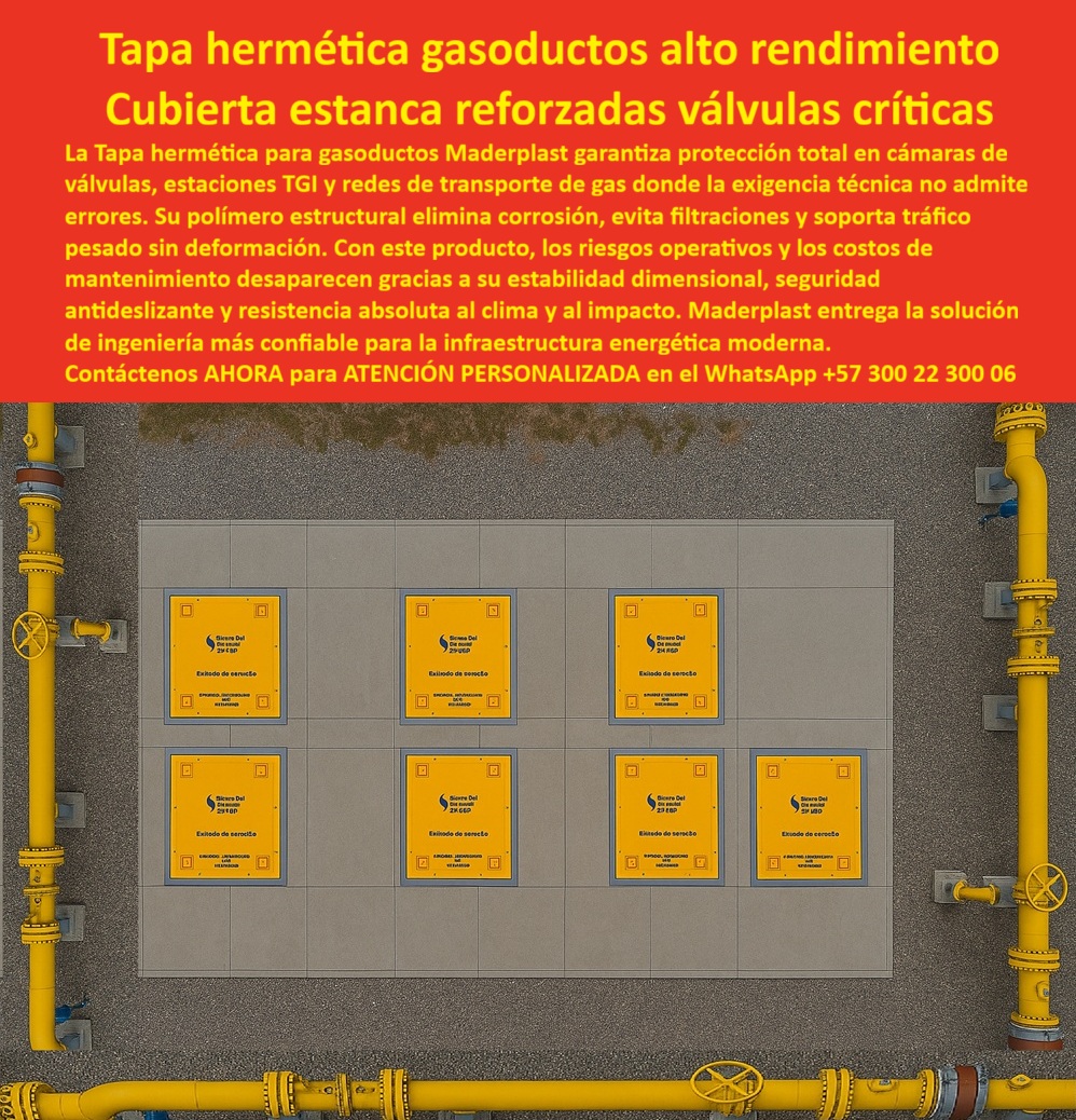 Tapa Hermética Gasoductos Cubierta Válvula Gasoducto Maderplast 0 Tapas Líneas de Gas y Estaciones TGI Cubierta hermética cajas de válvulas cámaras subterráneas y redes de gasoducto ideal para uso pesado y protección total Tapa Hermética Tapa Hermética Gasoductos Maderplast: La Cubierta Estanca que Garantiza Cero Filtraciones en Estaciones TGI y Válvulas Críticas Vista desde arriba en una estación de regulación de alta presión: entre tuberías amarillas de gran diámetro y grava técnica, siete tapas herméticas gasoductos Maderplast rectangulares gris claro forman una cámara subterránea perfectamente sellada. Cada tapa lleva placa amarilla de identificación TGI “Sistema Del 27 al 33 – Estado de servicio” y un sello perimetral azul que asegura estanqueidad absoluta. La superficie antiderrapante certificada y el polímero estructural de alto rendimiento soportan tráfico pesado, impacto directo y fuego sin deformarse ni permitir el más mínimo escape de gas. En redes de transporte de gas natural, estaciones TGI y cámaras de válvulas críticas, una filtración no es una opción: es un riesgo de explosión, sanción millonaria de la CREG y posible desastre operativo. Las tapas de concreto se agrietan con el tiempo, las metálicas se corroen y ambas permiten olor y fugas que generan quejas constantes en zonas urbanas. El estándar actual exige una tapa hermética para gasoductos que elimine para siempre esos riesgos. Maderplast fabrica en Colombia la cubierta estanca válvulas críticas gas que ya es especificación obligatoria en las principales transportadoras. Nuestra tapa hermética de gasoductos estaciones TGI está moldeada en polímero estructural incombustible de grado ATEX: 100 % inmune a corrosión, rayos UV e hidrocarburos. Conseguimos estanqueidad total con sello perimetral de elastómero de alta memoria que mantiene compresión permanente por más de 30 años sin mantenimiento. Soporta tráfico pesado de camiones y maquinaria de obra sin perder ni un milímetro de nivel ni permitir filtración alguna. ¿Necesitas tapa estanca tráfico pesado gasoductos que además resista fuego e impacto? El mismo polímero estructural pasa pruebas de resistencia al fuego clase A y absorbe impactos directos sin fracturarse. ¿Buscas cubiertas de cámara válvulas gas con total seguridad en la ciudad? Su diseño elimina el olor al 100 % y evita cualquier escape detectable incluso en redes de alta presión. ¿Quieres tapa hermética instalación sin obra civil que cumpla normativa colombiana y aprobación TGI? Se coloca en minutos sobre marcos existentes, queda perfectamente a ras y supera todas las auditorías de integridad de la industria. Los ingenieros de mantenimiento que antes vivían pendientes de reportes de olor y emergencias ahora operan con tranquilidad absoluta. TESTIMONIO REAL – TRANSPORTADORA DE GAS INTERNACIONAL TGI “En la red de distribución de Bogotá teníamos fugas recurrentes y olores por tapas de concreto rotas o mal selladas. Cada reparación costaba millones y generaba quejas vecinales. Instalamos las Tapas Herméticas Gasoductos Maderplast en 14 estaciones críticas y los resultados fueron inmediatos: olor eliminado al 100 %, cero reportes de fuga en 3 años, los camiones pasan encima sin problema y las auditorías de la CREG ahora son impecables. Es la única tapa que nos da tranquilidad total en operación 24/7.” — Ing. Carolina Vélez, Jefa de Integridad y Mantenimiento, Transportadora de Gas Internacional TGI Zona Centro En Maderplast convertimos los requisitos más estrictos de la infraestructura energética en piezas reales: diseñamos a medida para cualquier dimensión de cámara, entregamos planos, cálculos estructurales, certificados ATEX y de estanqueidad, y producimos en serie con procesos controlados que garantizan repetibilidad total. Da igual que necesites tapa válvulas gasoducto alta presión, cubierta estanca cero filtración gas o tapa hermética estaciones regulación gas; lo fabricamos, lo certificamos y lo instalamos bajo tu supervisión. Deja atrás las sanciones, las quejas vecinales y las paradas no programadas. Posiciona tu red como el referente en seguridad 785 seguridad y confiabilidad con la tapa hermética gasoductos alto rendimiento que ya protege las válvulas críticas de las mayores transportadoras del país. Escribe ahora al WhatsApp +57 300 22 300 06 y habla directamente con un ingeniero especialista en infraestructura de gas. Cuéntanos presión de operación, dimensiones de cámara y ubicación; en horas tendrás cotización técnica completa y la certeza de que tus válvulas quedarán protegidas de por vida con la única tapa que la industria energética colombiana aprueba sin reservas. Maderplast – Ingeniería que contiene presión, elimina riesgos y dura generaciones. Contacta ya y asegura tu red como nunca antes.