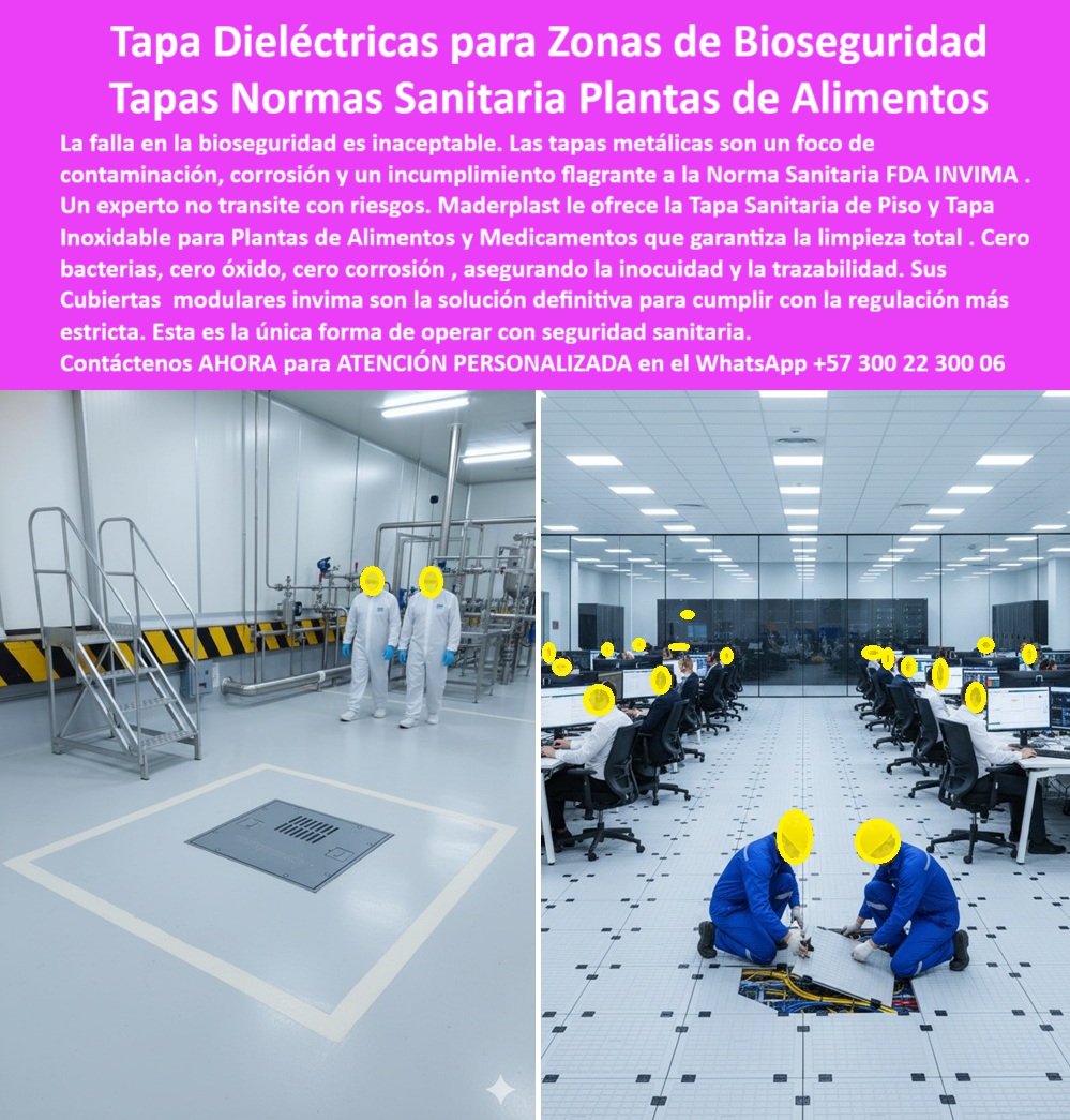 Tapa Inoxidable Tapa Norma Sanitaria FDA INVIMA Maderplast 0 t Tapa blanca Ideal para pisos industriales que exigen limpieza total y seguridad sanitaria Tapa Sanitaria de Piso para Plantas de Alimentos y Medicamentos Cubiertas modulares invima  Tapa Dieléctricas para Zonas de Bioseguridad: Tapas Normas Sanitarias Plantas de Alimentos La imagen, que combina la esterilidad de una sala limpia de procesamiento con la criticidad de una sala de control, subraya la inaceptable falla en la bioseguridad. En Plantas de Alimentos y Medicamentos, las tapas metálicas son un foco de contaminación, corrosión y un incumplimiento flagrante a la Norma Sanitaria FDA INVIMA. Un experto no transita con riesgos.  El desafío de la bioseguridad exige una solución que garantice la limpieza total, la inocuidad y la trazabilidad. El acero inoxidable y otros materiales obsoletos presentan óxido y bacterias que comprometen la esterilidad de las salas estériles y cuartos limpios.   Cero Bacterias, Cero Óxido, Inocuidad Total (FDA/INVIMA) Maderplast le ofrece la solución definitiva para cumplir con la regulación más estricta. Nuestra Tapa Sanitaria de Piso y Tapa Inoxidable de polímero elimina todos los riesgos. Pregunta: ¿Cuál es la mejor tapa para cuartos limpios y plantas farmacéuticas que cumplen con las normas de bioseguridad? La Tapa Sanitaria Maderplast.  El material avanzado de Maderplast asegura cero bacterias, cero óxido, cero corrosión, asegurando la inocuidad y la trazabilidad. Si se busca cubiertas modulares INVIMA que permitan una limpieza total en zonas de procesamiento, la tapa inoxidable de polímero es la única que cumple con la exigencia de calidad absoluta. Esto es registro de bioseguridad de la FDA garantizado.  La Solución Dieléctrica para Zonas de Proceso Crítico Nuestras cubiertas modulares INVIMA no sólo resuelven la bioseguridad, sino que también ofrecen una infraestructura dieléctrica y duradera. El registro de polímero para esterilización es apto para los procesos más rigurosos, garantizando 25 años sin mantenimiento y eliminando la contaminación que el metal inevitablemente introduce. Si usted se pregunta ¿Cómo eliminar el foco de contaminación y el riesgo de incumplimiento a la Norma Sanitaria FDA en mi planta? La respuesta es clara: instalando el sistema de tapas que cumple con las normativas ESD y normas sanitarias.   Esta es la única forma de operar con seguridad sanitaria y de posicionar su operación como un referente en calidad absoluta.   TESTIMONIO DE LA DIRECTORA DE CALIDAD  "Soy la Directora de Calidad de 'AQUA SYSTEMS'. La bioseguridad es nuestra prioridad. Las tapas de acero inoxidable eran un foco de corrosión y un riesgo de contaminación inaceptable para FDA INVIMA. Un experto no transita con riesgos. La Tapa Sanitaria Maderplast fue la solución definitiva. Garantiza cero óxido, cero bacterias y una limpieza total. Cumplimos con la regulación más estricta, y él asegura la inocuidad y trazabilidad. Maderplast nos entregó una infraestructura higiénica inquebrantable, posicionando nuestra operación como un referente en calidad absoluta."  Asegure su bioseguridad y su cumplimiento. Adquiera la Tapa Sanitaria Maderplast y obtenga cero óxido, cero bacterias y la limpieza total que exige la FDA.  Contáctenos AHORA para ATENCIÓN PERSONALIZADA en el WhatsApp +57 300 22 300 06 y elimine todo riesgo.