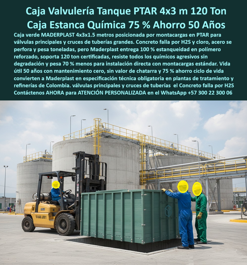 Cajas Box Grandes Cajas Grandes Tamaños Caja Válvulas Maderplast 0 Recintos técnicos soterrados sin corrosión Cajas de paso estructurales carga pesada Solución reemplazo cuartos de concreto Contenedor técnico gigante polímero estructural