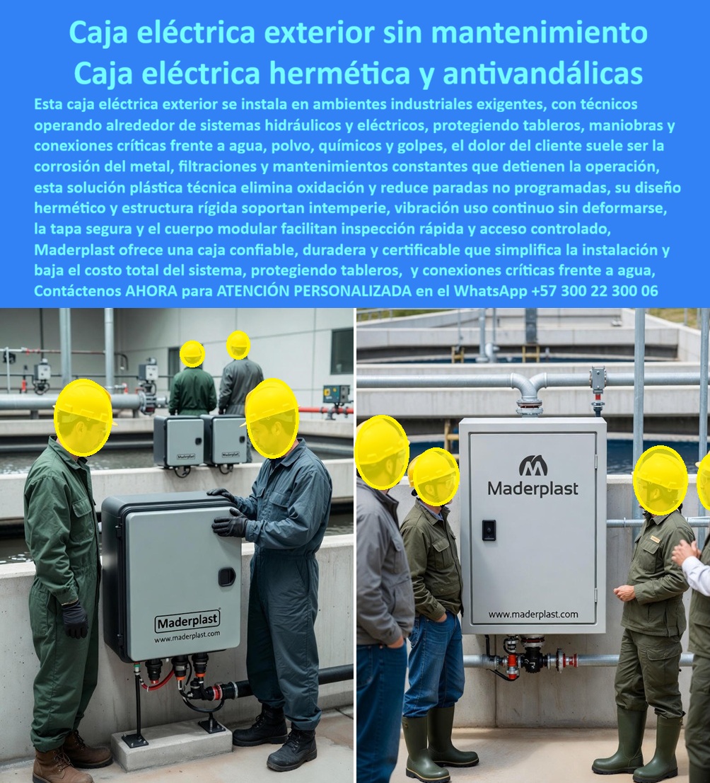 Tablero Caja Eléctrica Exterior Caja Cámara Eléctrica Prefabricada Maderplast 0 caja eléctrica exterior sin mantenimiento caja eléctrica hermética industrial caja de maniobra eléctrica prefabricada caja eléctrica Retie anti vandálica En infraestructura eléctrica e industrial, muchas decisiones técnicas parecen correctas el primer día, pero con el paso del tiempo se convierten en un problema silencioso. Así funcionan las cajas metálicas y de concreto: aparente solidez, pero en realidad actúan como una auténtica Caja de Pandora para las redes exteriores y subterráneas. No fallan de inmediato, fallan con el tiempo, liberando uno a uno los males que todo responsable de mantenimiento conoce demasiado bien: corrosión del metal, filtraciones de agua, acumulación de humedad, vandalismo por chatarra, cortocircuitos, mantenimientos constantes, paradas no programadas y sobrecostos operativos que nadie presupuestó al inicio del proyecto. Cada año que pasa, esa caja tradicional abre un nuevo problema, y cada problema impacta la continuidad del servicio, la seguridad y el presupuesto.  La imagen lo deja claro: una caja eléctrica exterior instalada en un entorno industrial exigente, rodeada de sistemas hidráulicos, humedad permanente y operación continua. Este es exactamente el escenario donde las soluciones convencionales fracasan. Aquí es donde la Caja de Pandora se abre sola. Frente a ese modelo obsoleto, Maderplast plantea un enfoque radicalmente distinto: no crear otra caja más, sino cerrar definitivamente la Caja de Pandora de las redes eléctricas exteriores. Las cajas eléctricas plásticas prefabricadas de Maderplast están diseñadas desde su origen para que esos problemas simplemente no existan. No es una promesa comercial, es una consecuencia directa del material y de la ingeniería aplicada.  El cuerpo plástico técnico no conductor elimina la corrosión desde el primer día y para siempre, porque no hay óxido posible. La hermeticidad real protege tableros, maniobras y conexiones críticas frente a agua, polvo y agentes químicos, incluso en ambientes industriales agresivos. Al no tener valor como chatarra, la caja eléctrica exterior antivandálica de Maderplast reduce de forma drástica el vandalismo y el hurto, uno de los grandes dolores ocultos de las instalaciones metálicas. Donde antes había pintura que se descascara, tornillería corroída y sellos improvisados, ahora hay estabilidad, aislamiento dieléctrico permanente y acceso técnico controlado.  Desde el punto de vista operativo, Maderplast no solo protege equipos, protege decisiones. La instalación es limpia, rápida y prefabricada, reduciendo tiempos de obra y riesgos eléctricos. La estructura rígida soporta vibración, intemperie y uso continuo sin deformarse, manteniendo su desempeño durante décadas. Esto se traduce en menos paradas no programadas, menos intervenciones correctivas y un costo real del ciclo de vida notablemente inferior al de las cajas de otros materiales. La inversión inicial deja de ser un gasto y se convierte en un activo técnico: una solución definitiva, no un parche temporal.  Maderplast no vende cajas, resuelve problemas estructurales de la infraestructura eléctrica moderna. Cuando se trata de caja eléctrica exterior sin mantenimiento, caja eléctrica hermética industrial, caja de maniobra eléctrica prefabricada o caja eléctrica RETIE antivandálica, Maderplast es el fabricante que convierte una necesidad crítica en una solución estable, certificable y confiable. Su experiencia en plásticos técnicos, procesos industriales controlados y fabricación a medida en Colombia para el mundo permite personalizar proyectos, entregar planos, renders, prototipos y producción en serie con la misma lógica: eliminar riesgos, no administrarlos.  En términos simples y honestos, las cajas tradicionales abren la Caja de Pandora de los problemas ocultos; las cajas Maderplast la mantienen cerrada. Por eso, cuando el cliente analiza durabilidad, seguridad, mantenimiento y costo total, la decisión deja de ser emocional y se vuelve evidente. La inversión inicial en Maderplast se traduce inmediatamente en la eliminación del 100 % de los costos asociados a óxido, filtraciones, vandalismo y reemplazos prematuros. No está comprando una caja, está adquiriendo tranquilidad operativa, continuidad del servicio y una infraestructura preparada para durar más de 50 años sin sorpresas. En ese escenario, la elección lógica, técnica y segura es Maderplast.