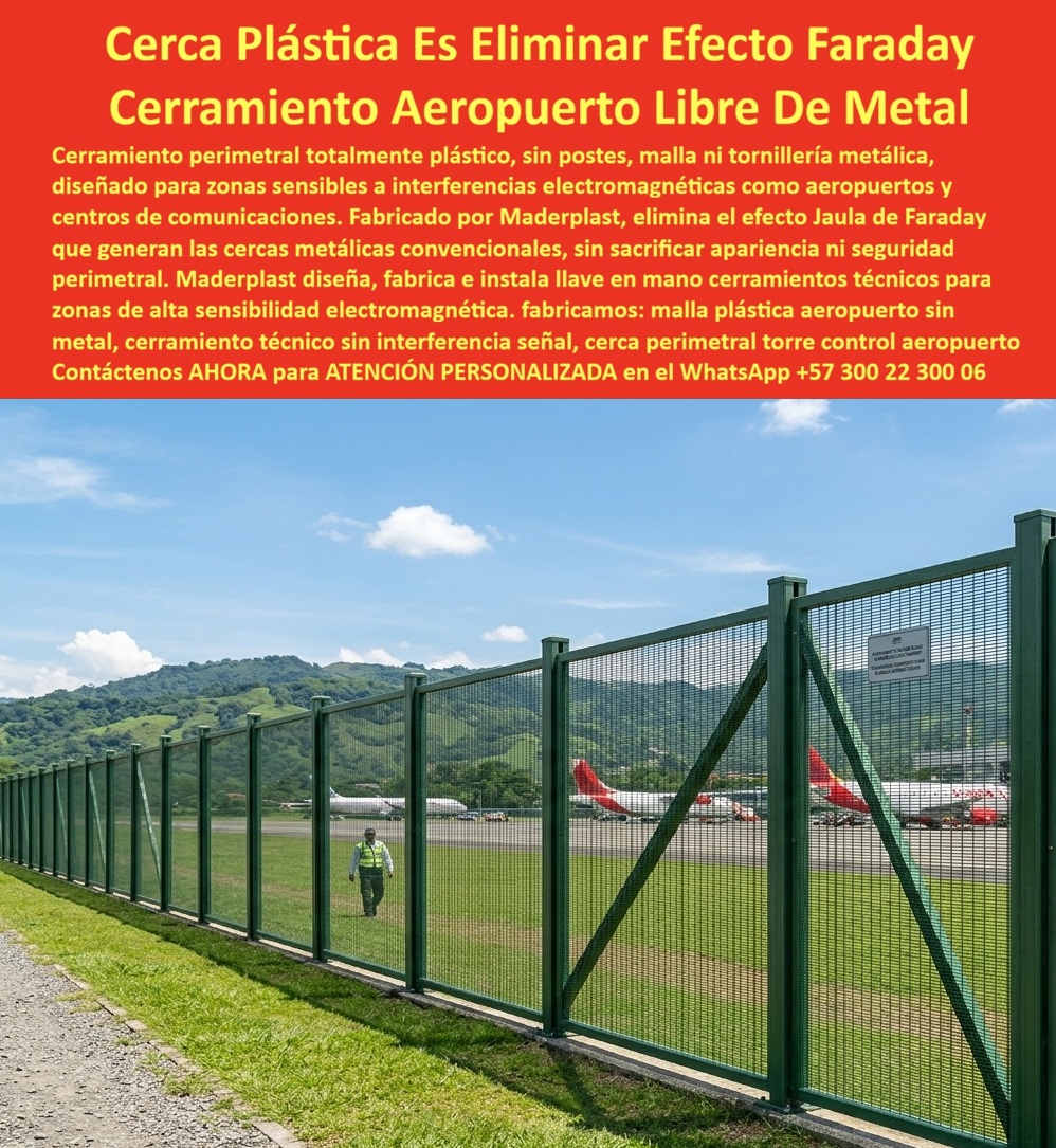 Cercas Sin Efecto Jaula Faraday Frecuencias Electromagnéticas Maderplast Cercas Anti Efecto Jaula de Faraday Aeropuertos y Zonas Sensibles Barandales y Cerramientos sin Efecto Jaula de Faraday Cercas Técnicas Centros De Comunicaciones Cercas