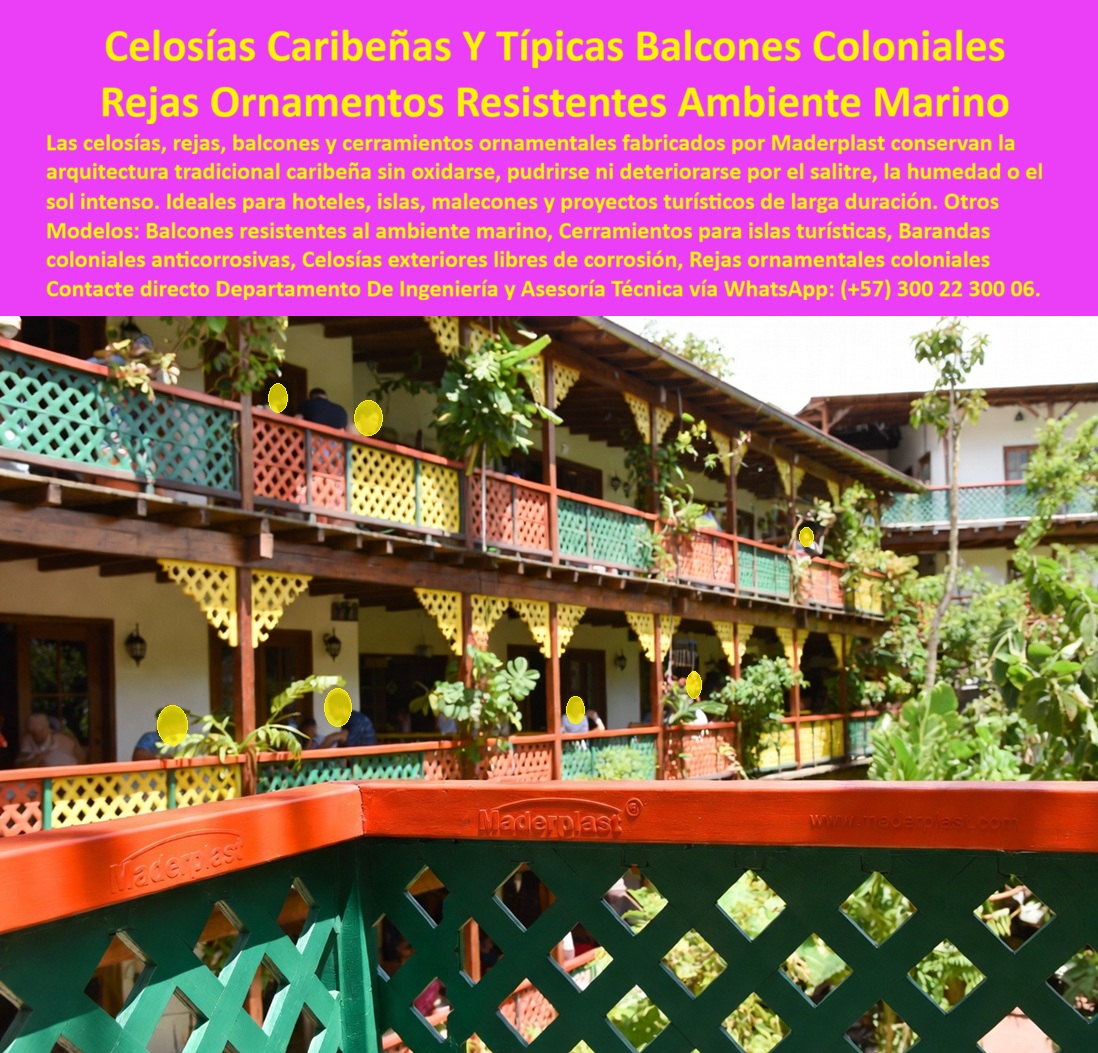 Reja Balcón Celosía Colorida Cercas De Balcones Valla Biombos Maderplast - Cerramientos Ornamentales Islas, Balcones Tradicionales Caribeños, Balcones Coloniales Caribeños Modernos, Cerramientos de celosías zonas costeras libres de mantenimiento, Reja Balcón Celosía Colorida Cercas De Balcones Valla Biombos Maderplast Cerramientos Ornamentales Islas Balcones Tradicionales Caribeños Balcones Coloniales Caribeños Modernos Cerramientos de celosías zonas costeras libres de mantenimiento