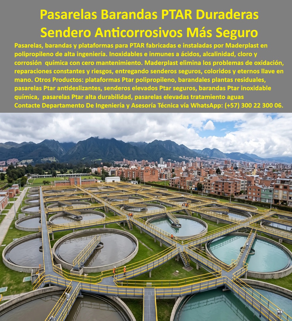 Sistema Barandas Sendero PTAR Pasarelas Plataformas Maderplast - Baranda Sendero PTAR Resistente Alta Alcalinidad Duradera, Barandales y Senderos Plantas de Tratamiento de Aguas Residuales, Sistema de Pasarelas con Barandas PTAR Inoxidable Segura Sistema Barandas Sendero PTAR Pasarelas Plataformas Maderplast Baranda Sendero PTAR Resistente Alta Alcalinidad Duradera Barandales y Senderos Plantas de Tratamiento de Aguas Residuales Sistema de Pasarelas con Barandas PTAR Inoxidable Segura