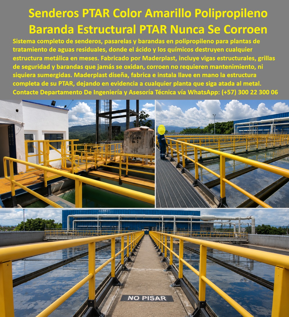 Sistema Barandas Sendero PTAR Pasarelas Plataformas Maderplast - Barandas para Pasarelas PTAR Inoxidables con Grillas de Seguridad, Baranda Planta Agua Residual Sin Corrosión Garantizada, Baranda Industrial PTAR Anticorrosiva Resistente Químicos, Sistema Barandas Sendero PTAR Pasarelas Plataformas Maderplast Barandas para Pasarelas PTAR Inoxidables con Grillas de Seguridad Baranda Planta Agua Residual Sin Corrosión Garantizada Baranda Industrial PTAR Anticorrosiva Resistente Químicos