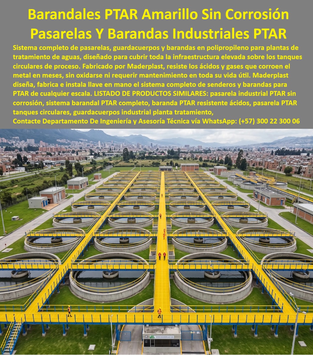 Sistema Barandas Sendero PTAR Pasarelas Plataformas Maderplast - Guardacuerpos PTAR, Infraestructura PTAR Con Barandas Alta Durabilidad Industrial, Sistema Completo de Pasarelas y Barandales Plantas de Tratamiento, Sistema Pasarelas industriales Sistema Barandas Sendero PTAR Pasarelas Plataformas Maderplast Guardacuerpos PTAR Infraestructura PTAR Con Barandas Alta Durabilidad Industrial Sistema Completo de Pasarelas y Barandales Plantas de Tratamiento Sistema Pasarelas industriales