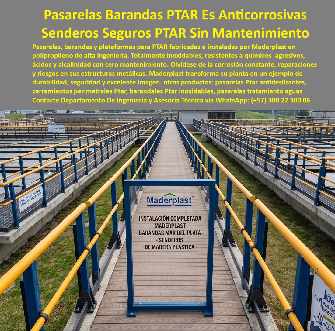 Sistema Barandas Sendero PTAR Pasarelas Plataformas Maderplast - Pasarela Barandas PTAR Anticorrosiva Resistente Químicos, Senderos Técnicos PTAR Con Plataformas Alta Seguridad, Sistema Baranda Amarilla PTAR Resistente Ambientes Agresivos Sistema Barandas Sendero PTAR Pasarelas Plataformas Maderplast Pasarela Barandas PTAR Anticorrosiva Resistente Químicos Senderos Técnicos PTAR Con Plataformas Alta Seguridad Sistema Baranda Amarilla PTAR Resistente Ambientes Agresivos