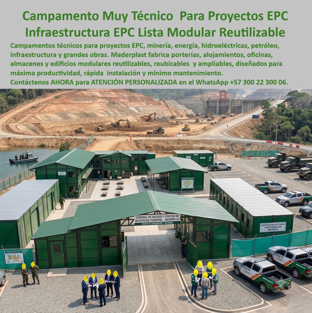Campamento Portería Almacén Campamentos Alojamientos EPC Maderplast Infraestructura Modular Inteligente para Grandes Obras Campamentos Técnicos para Proyectos EPC Campamentos de obra reutilizables y reubicables EPC Alojamiento
