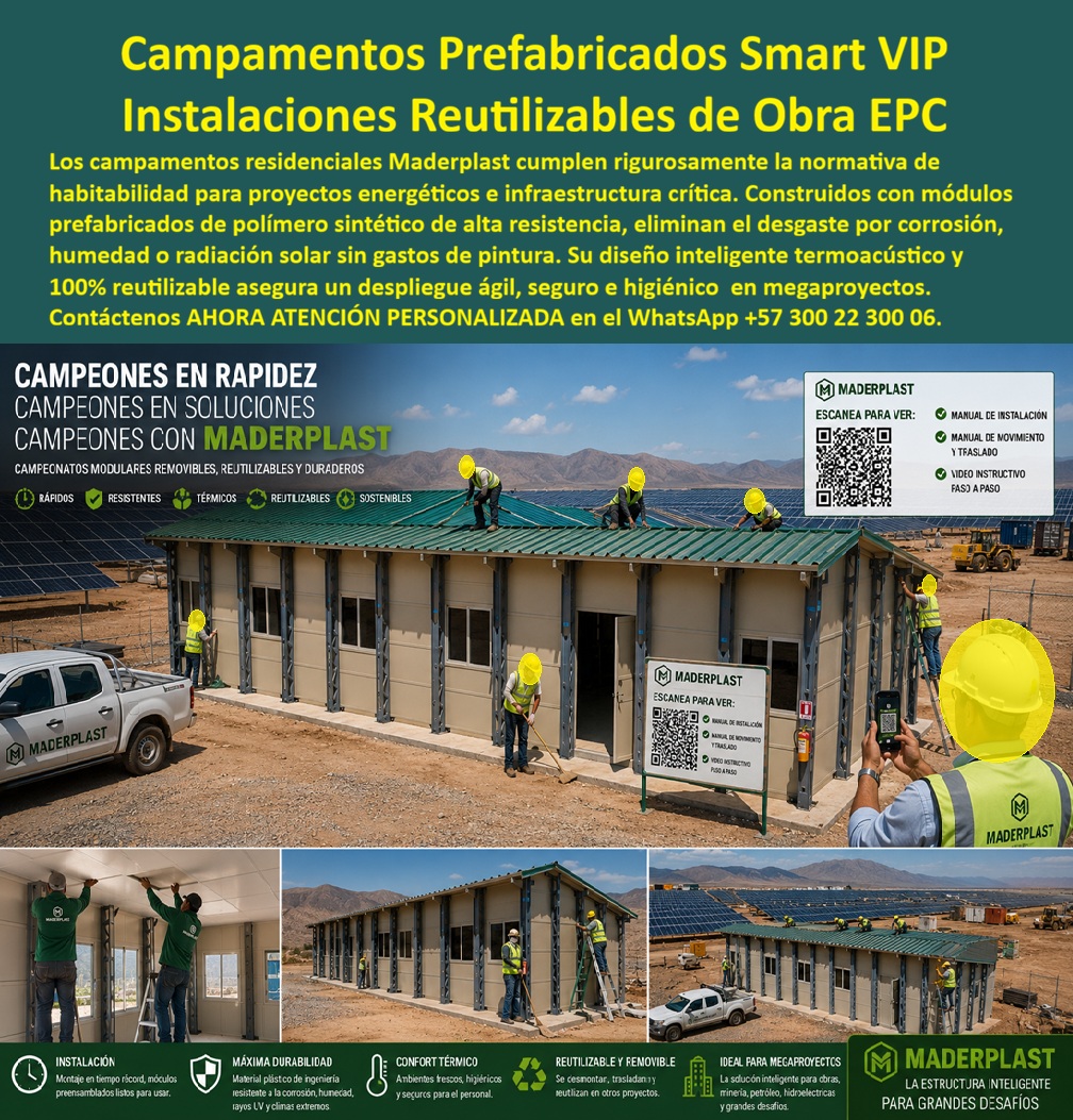 Campamentos Prefabricados Alta Calidad Smart Campamento Maderplast Campamentos de Personal Reutilizables campamento residencial proyecto energético Instalaciones prefabricadas proyectos de infraestructura Norma Campamentos de personal