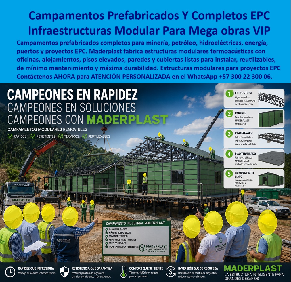 Campamentos Prefabricados Completos Diseño Campamentos Maderplast Campamentos de obra termoacústicos con acabados listos usar Infraestructura Modular Campamentos de Obra Campamentos Hidroeléctricas modulo Minería Petróleo Estructuras