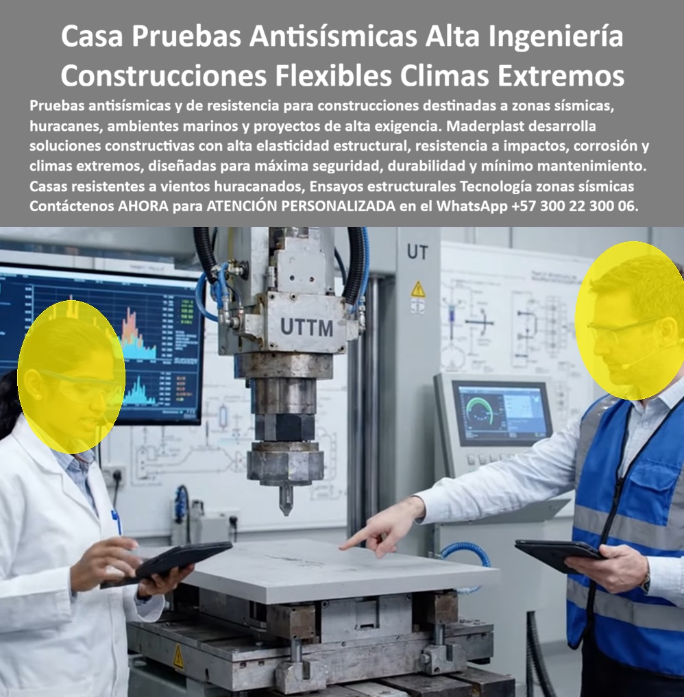 Construcciones Pruebas Antisísmicas Prueba Anti Huracán Elasticidad Maderplast Casa anti huracán de construcción flexible construcción campamentos condiciones extremas Construcciones NSR Mejoradas con Polímeros Vivienda resiliente NSR