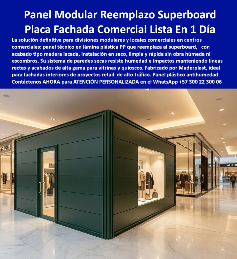 Divisiones Modulares Paneles Fachada Exteriores Antihumedad Maderplast Placa reemplazo del superboard interiores decorados Placa Técnica Construcción Limpia y Rápida panel fachadas Paneles Plásticos Paredes Secas Lámina Plásticas PP