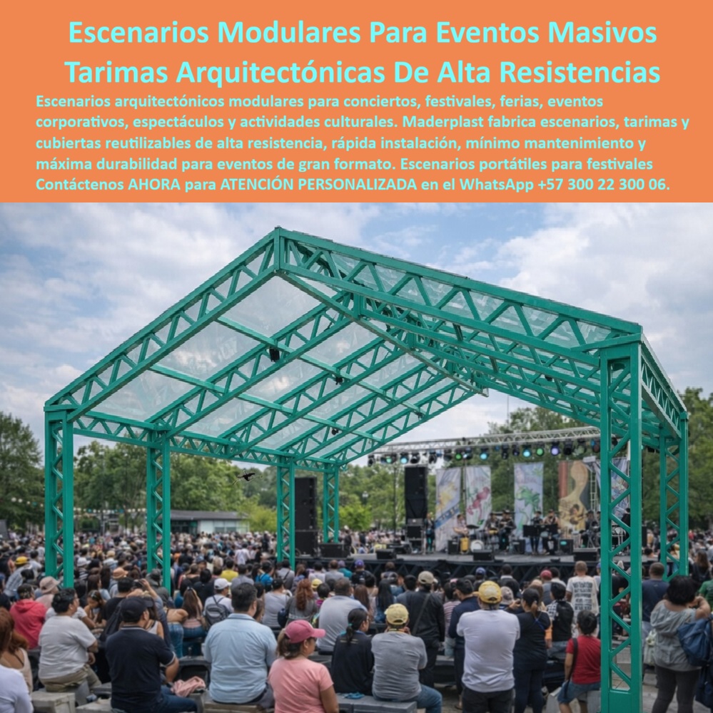 Escenarios Arquitectónicos Modulares Tarimas Eventos Portátil Maderplast Escenarios Inteligentes Escenarios modulares reutilizables de alta resistencia eventos Escenarios Inteligentes Modulares Infraestructura Modular Eventos Masivos