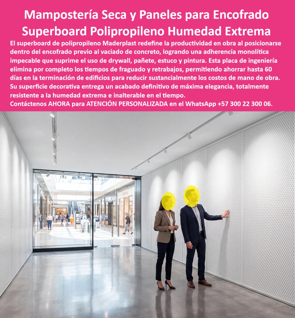 Muro Decorativo Mampostería Seca Panel Constructivo Antihumedad Maderplast Superboard de polipropileno resistente a la humedad Superboard de polipropileno resistente a la humedad extrema Láminas Plásticas Reemplazo de Drywall P