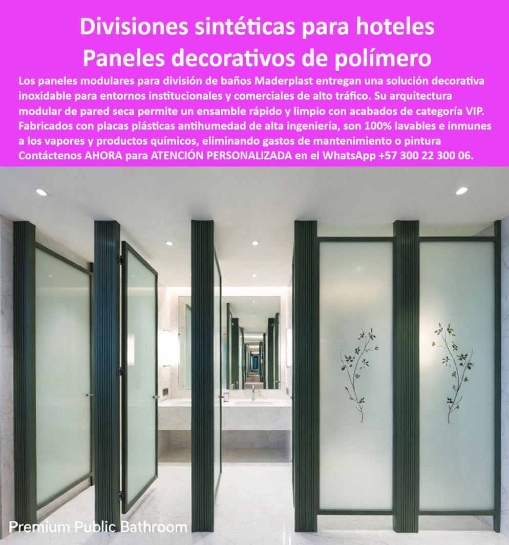 Panel Division Baños Decorativo Placa Inoxidable Antihumedad Maderplast Placa decorativa mampostería en seco Panel Arquitectónico Listo para Entregar acabado definitivo Paneles Placas plásticas terminadas para reemplazo de superboard