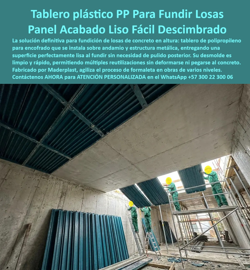 Tableros De Polipropileno Para Encofrados De Concreto Maderplast Panel para Fundición de Losas de Concreto Placas Plásticas para Formaletas de Losa Tablero Plástico para Encofrados de Concreto Moldes plásticos planos construcciónes