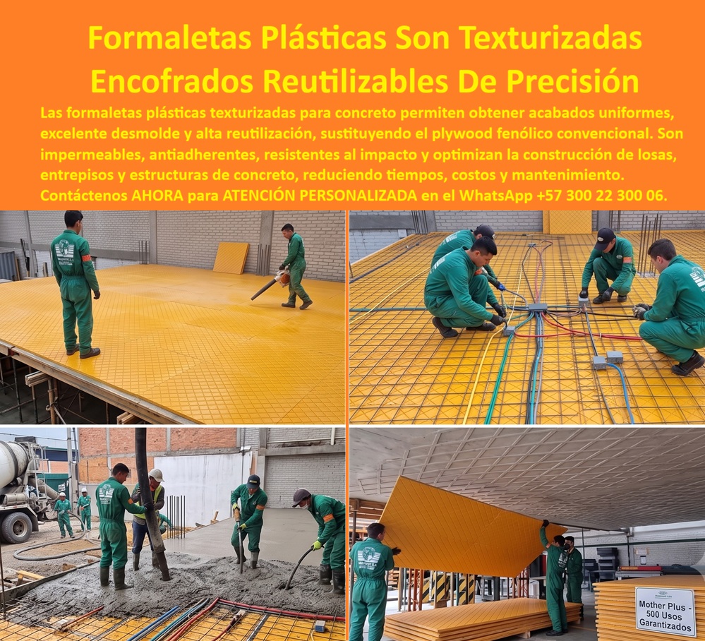 Tableros De Polipropileno Placa Encofrado Texturizado Grabado Maderplast Encofrado Plástico Polipropileno Paneles de Encofrado Plástico Reutilizable Moldes de plástico rígido construcción de placas Tablero técnico fundición entrepisos