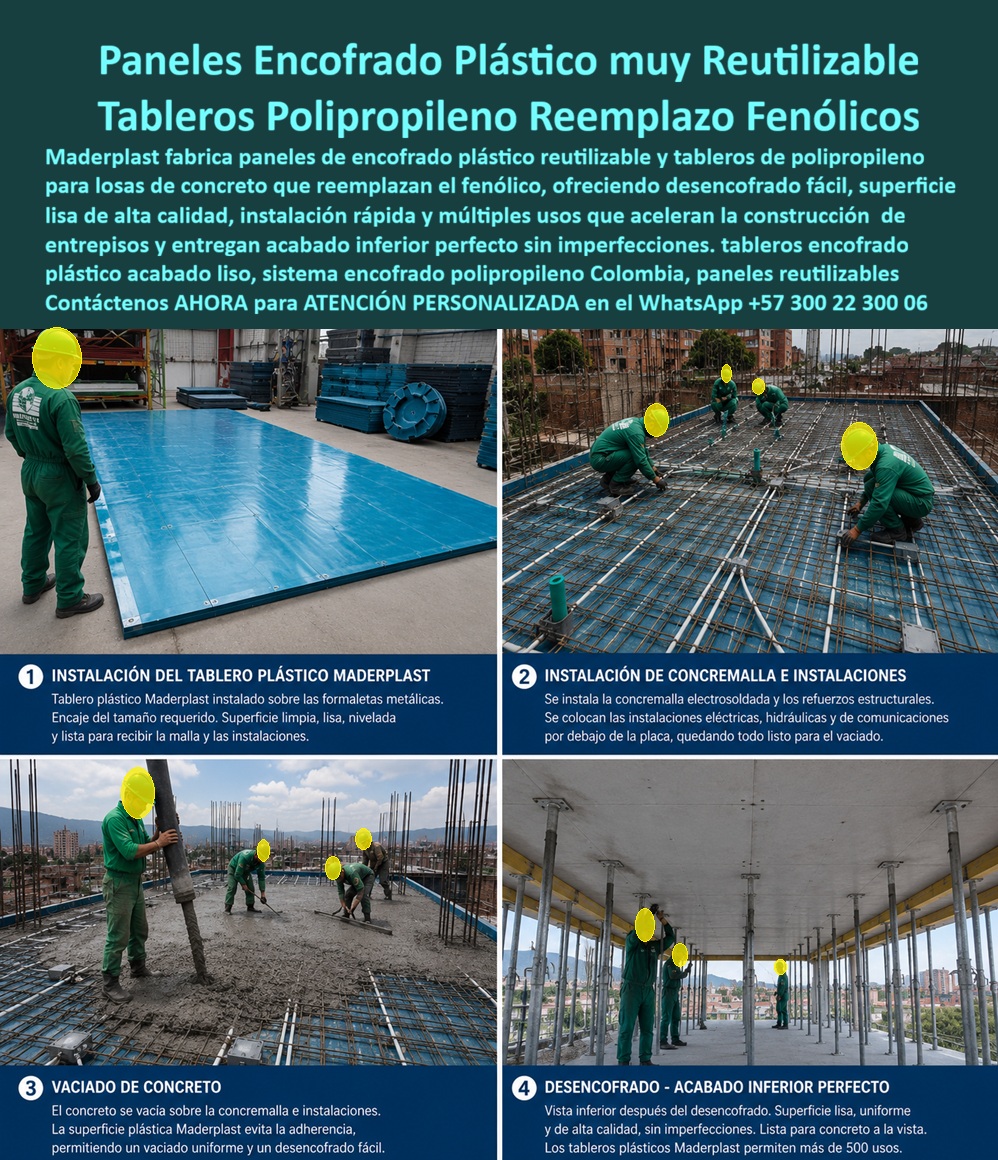 Tableros De Polipropileno Placa Encofrados De PP Concreto Maderplast Panel Plástico Fundición de Placas de Concreto Panel Plástico Encofrados Moldes planos de polipropileno vaciar losas aligeradas Tablero Formaletas de Concreto molde