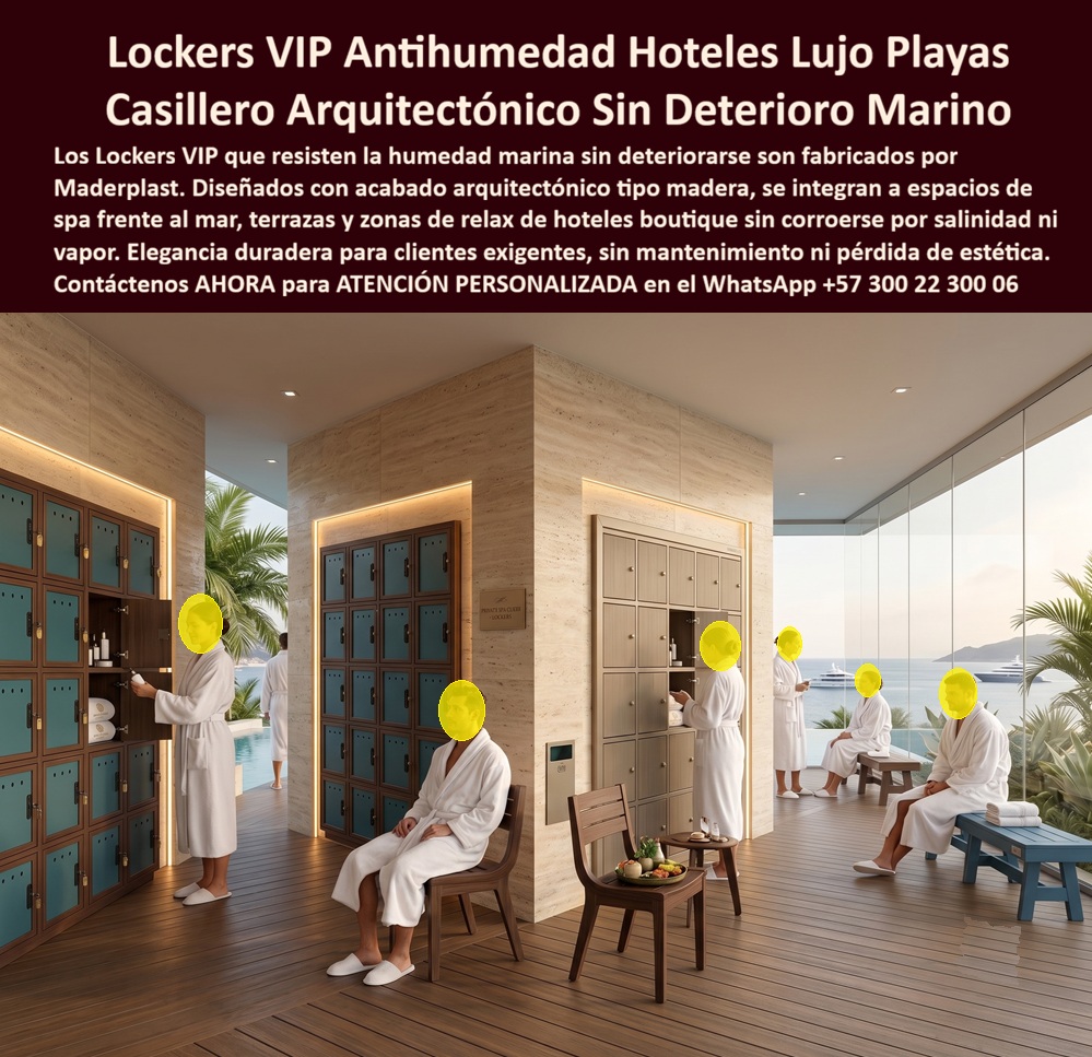 Casilleros Centros Wellness Guardarropa Ejecutivo De Lujo Lockers Maderplast Roperos premium para jacuzzis y zonas de relax Lockers De Alto Estándar Para Clientes VIP Lockers VIP antihumedad para hoteles de lujo Casillero Arquitectónico