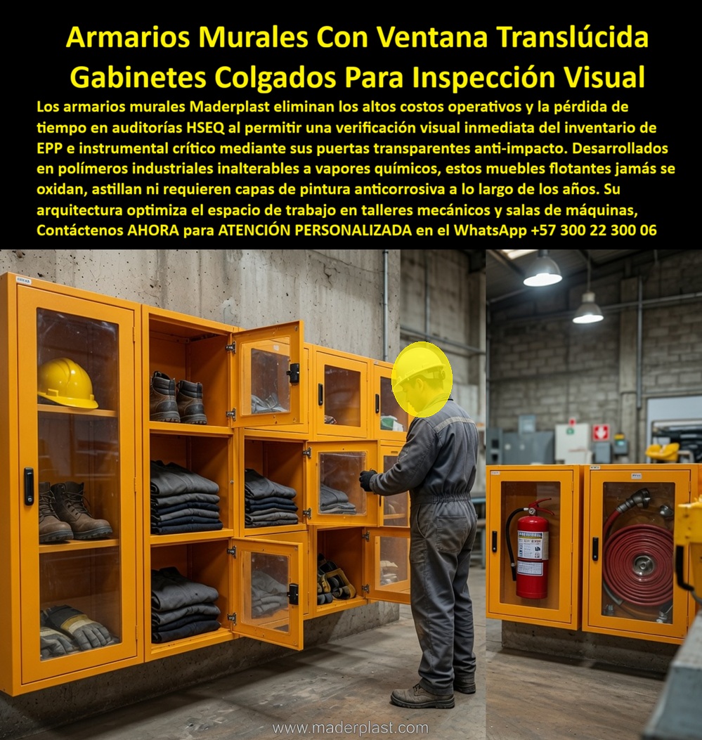 Gabinete De Pared Armario Colgado Casillero Mural Mueble Flotante Maderplast Puerta Ventana Translúcida Gabinete De Pared Con Ventanas Acrílicas De Seguridad Gabinete pared industrial sin mantenimiento elimina gastos operativos Armario
