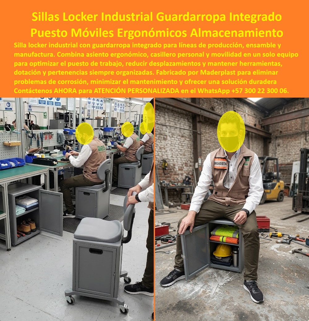 Guardarropa Tipo Banca Industrial Taburete Silla Guardarropa Portátil Maderplast Gabinete Asiento Resistente Talleres Y Producción Industrial Silla Locker Multifuncional Para Puestos De Trabajo Industrial Mueble vestidor modular lockers