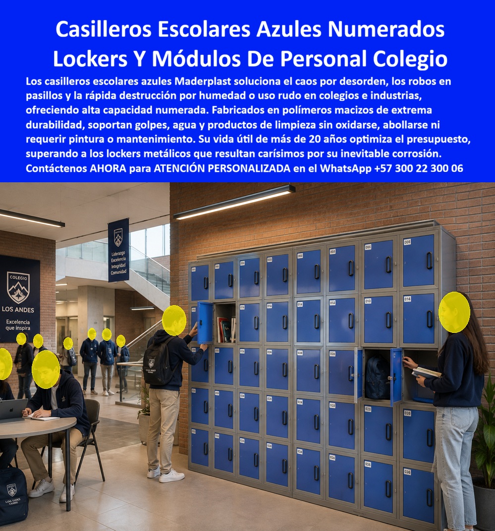 Locker Industriales Casillero De Personal Industrial Maderplast Locker Casilleros para grandes espacios resistentes a humedad Casilleros de Personal Azules para Colegios Lockers Escolares Azules Numerados Alta Capacidad Lockers