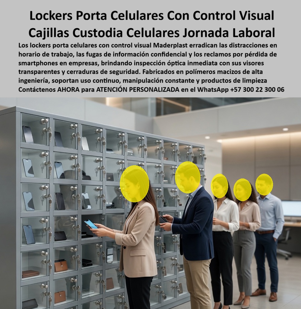Locker Porta Celulares Control Visual Casilleros celulares Maderplast Casillero guardar celulares con puerta transparente y llave de seguridad Casilleros custodiar celulares durante la jornada laboral control Cajillas guardar celulares