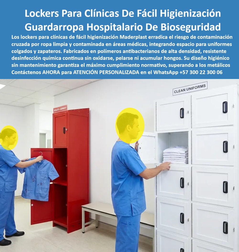 Lockers Bioseguridad Hospitalaria Casilleros seguridad sanitaria Maderplast Ropa Limpia Contaminada Lockers Para Clínicas De Fácil Higienización Locker Laboratorio Uniformes Colgados Espacio Zapatero Combinado Guardarropas hospitalarios